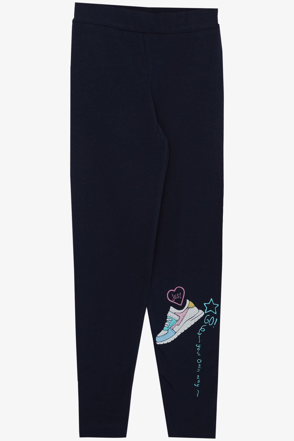 Breeze Kız Çocuk Taytlı Takım Renkli Ayakkabı Baskılı Su Yeşili (5-10 Yaş)