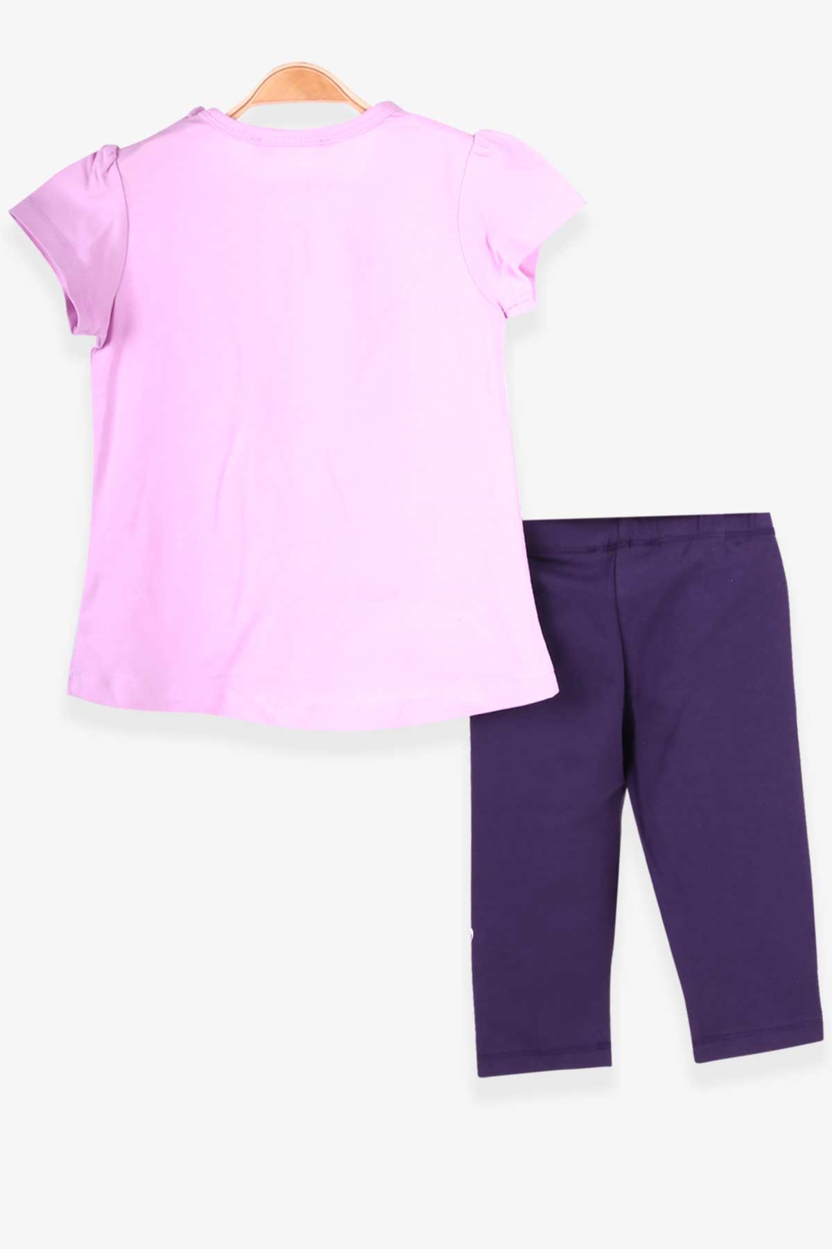 Breeze Kız Çocuk Taytlı Takım Renkli Makaron Bakılı Eflatun (1.5-5 Yaş)