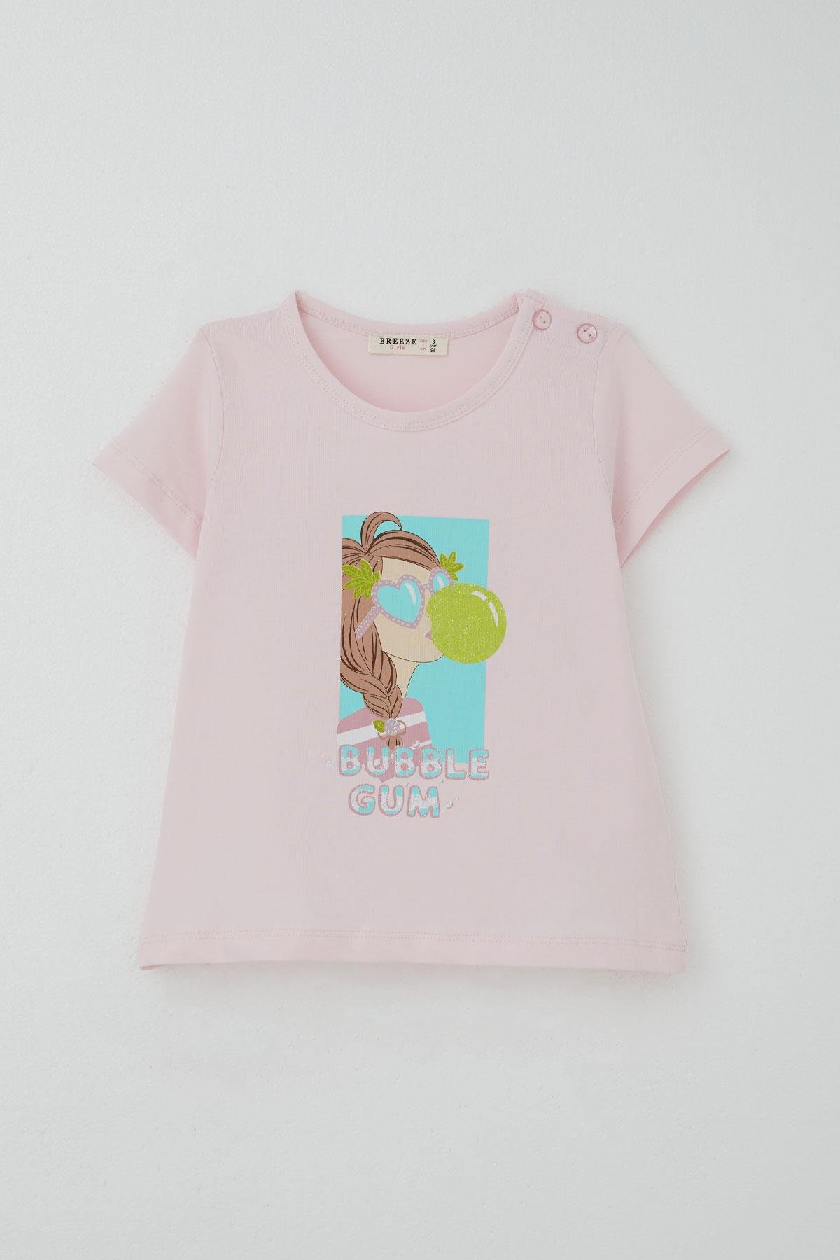 Breeze Kız Çocuk Taytlı Takım Sakız Kraliçesi Kız Baskılı Pembe (1.5-5 Yaş)