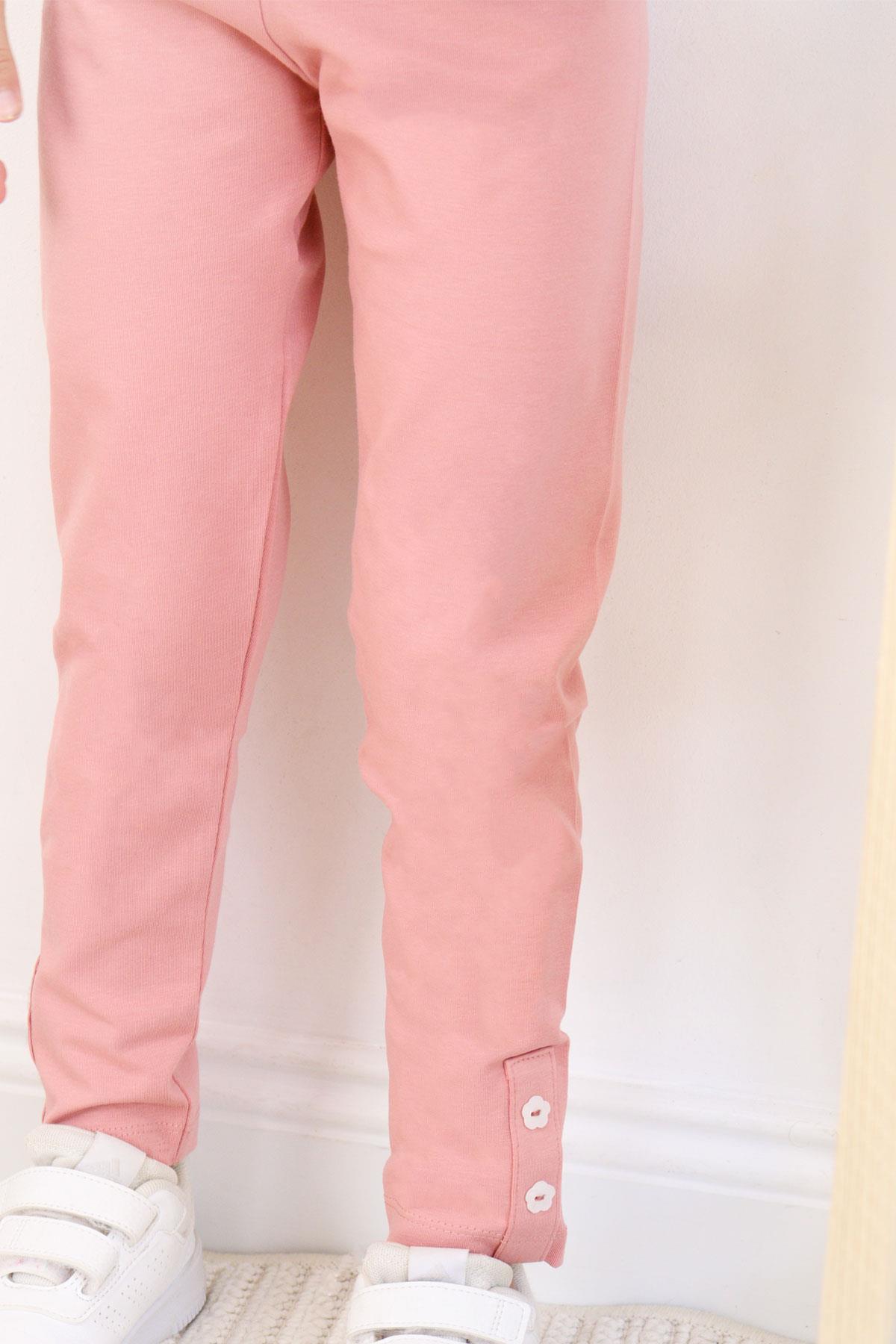 Breeze Kız Çocuk Taytlı Takım Sevgi Temalı Tavşancık Baskılı Açık Gri Melanj (4-8 Yaş)