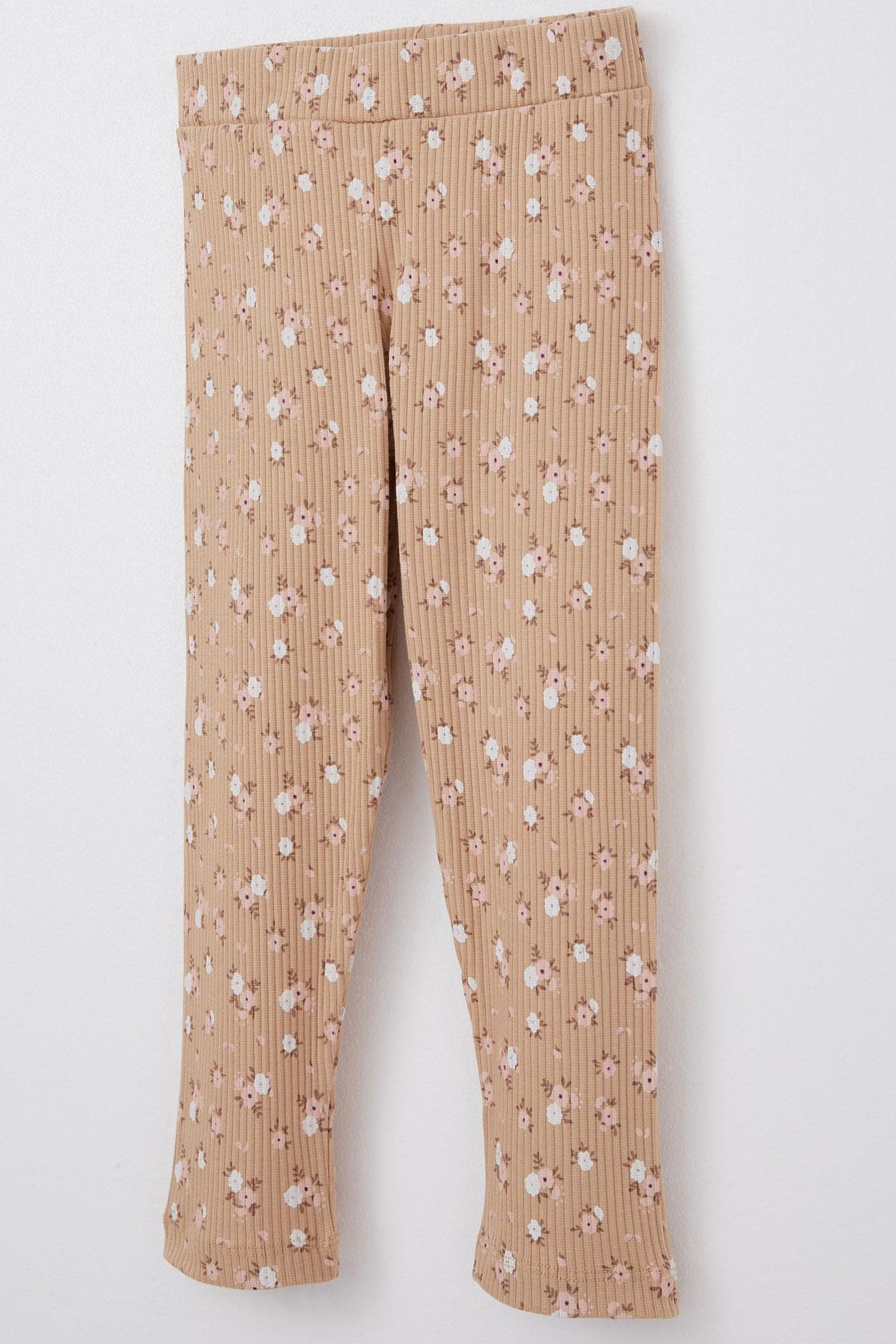 Breeze Kız Çocuk Taytlı Takım Sevimli Hayvancık Baskılı Çiçekli Gülkurusu (1.5-5 Yaş)