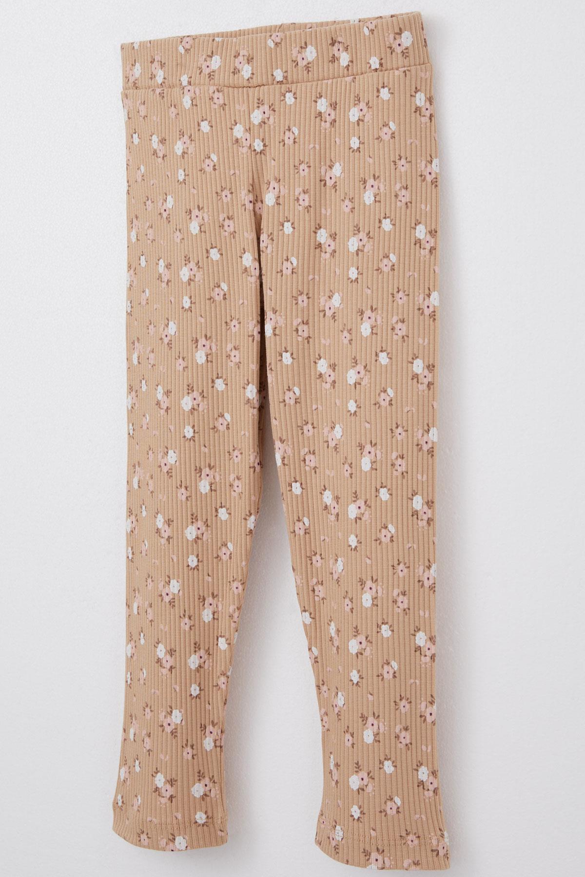 Breeze Kız Çocuk Taytlı Takım Sevimli Kız Baskılı Çiçekli Somon (2-6 Yaş)