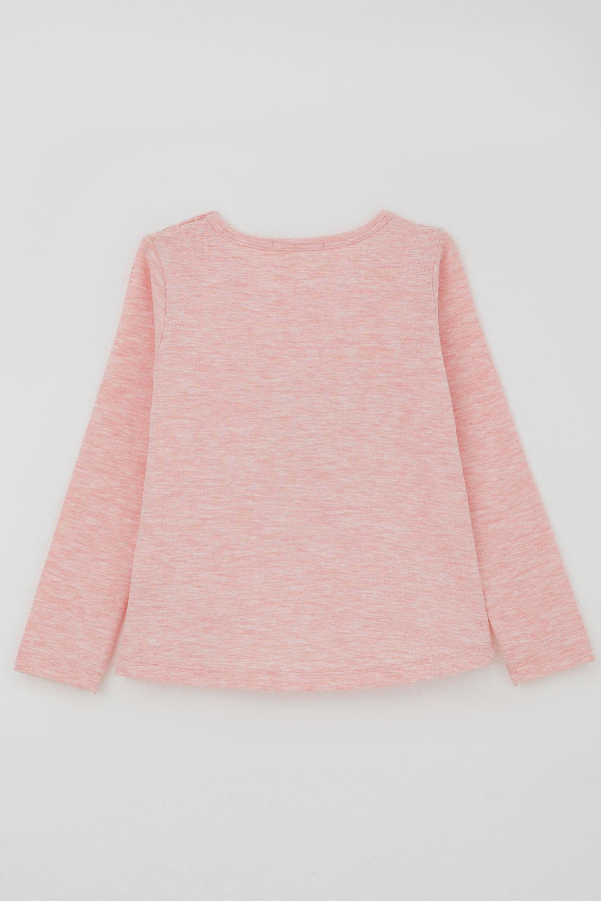 Breeze Kız Çocuk Taytlı Takım Sevimli Kız Baskılı Kalpli Somon Melanj (2-4 Yaş)