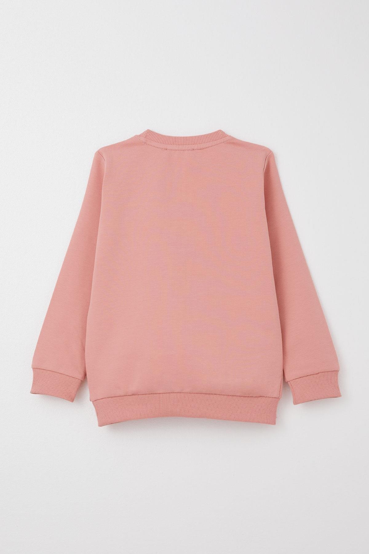 Breeze Kız Çocuk Taytlı Takım Sevimli Kız Baskılı Çiçekli Gülkurusu (2-6 Yaş)