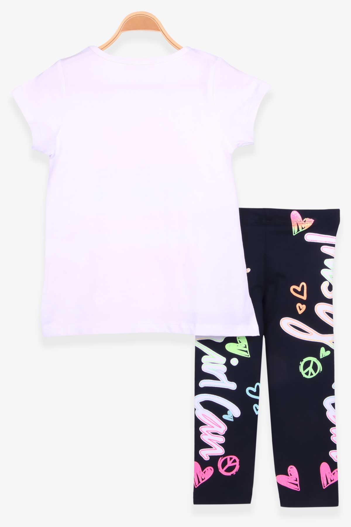 Breeze Kız Çocuk Taytlı Takım Simli Pullu Beyaz (5-10 Yaş)