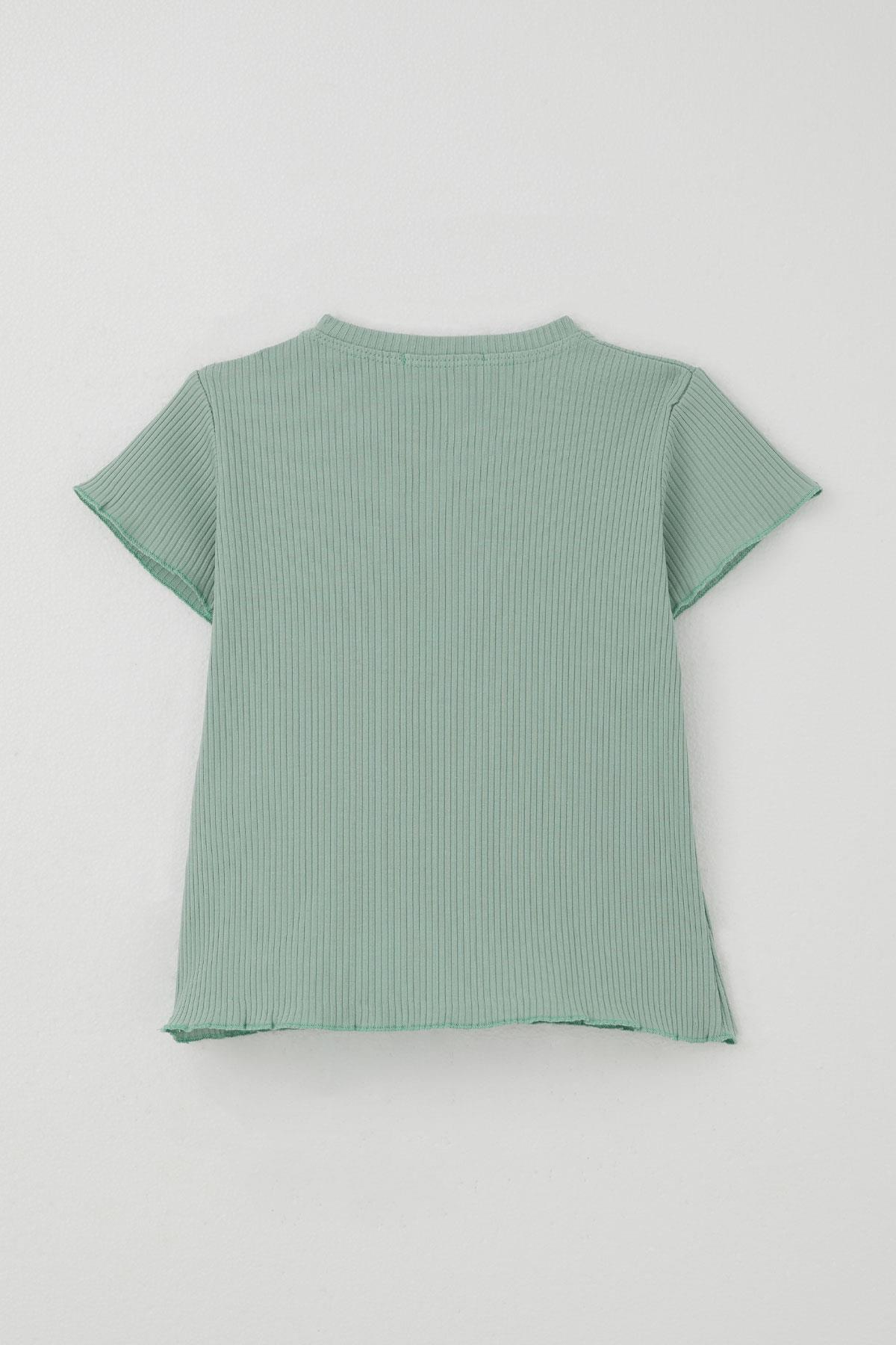 Breeze Kız Çocuk Taytlı Takım Simli Yazı Baskılı Mint Yeşili (1.5-4 Yaş)