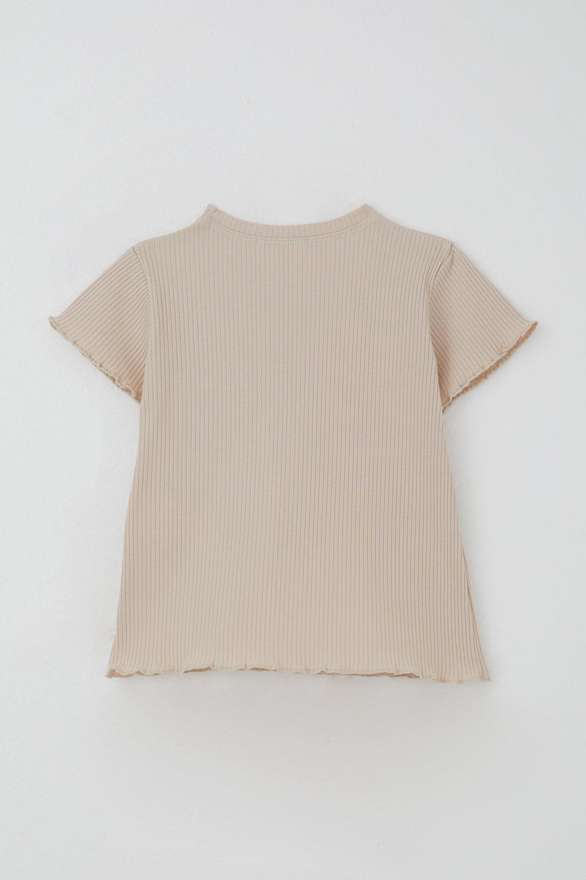 Breeze Kız Çocuk Taytlı Takım Simli Yazı Baskılı Bej (1.5-5 Yaş)