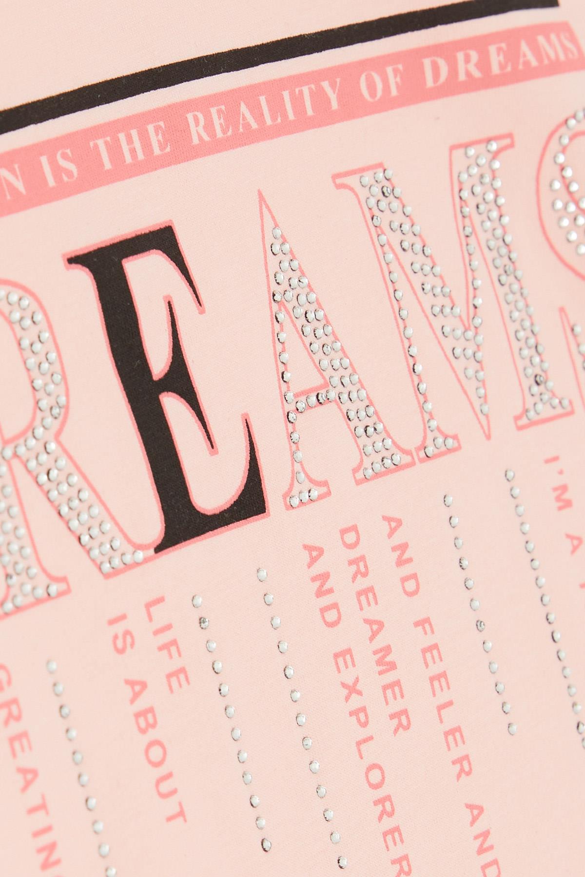 Breeze Kız Çocuk Taytlı Takım Taşlı Yazı Baskılı Somon (5-10 Yaş)