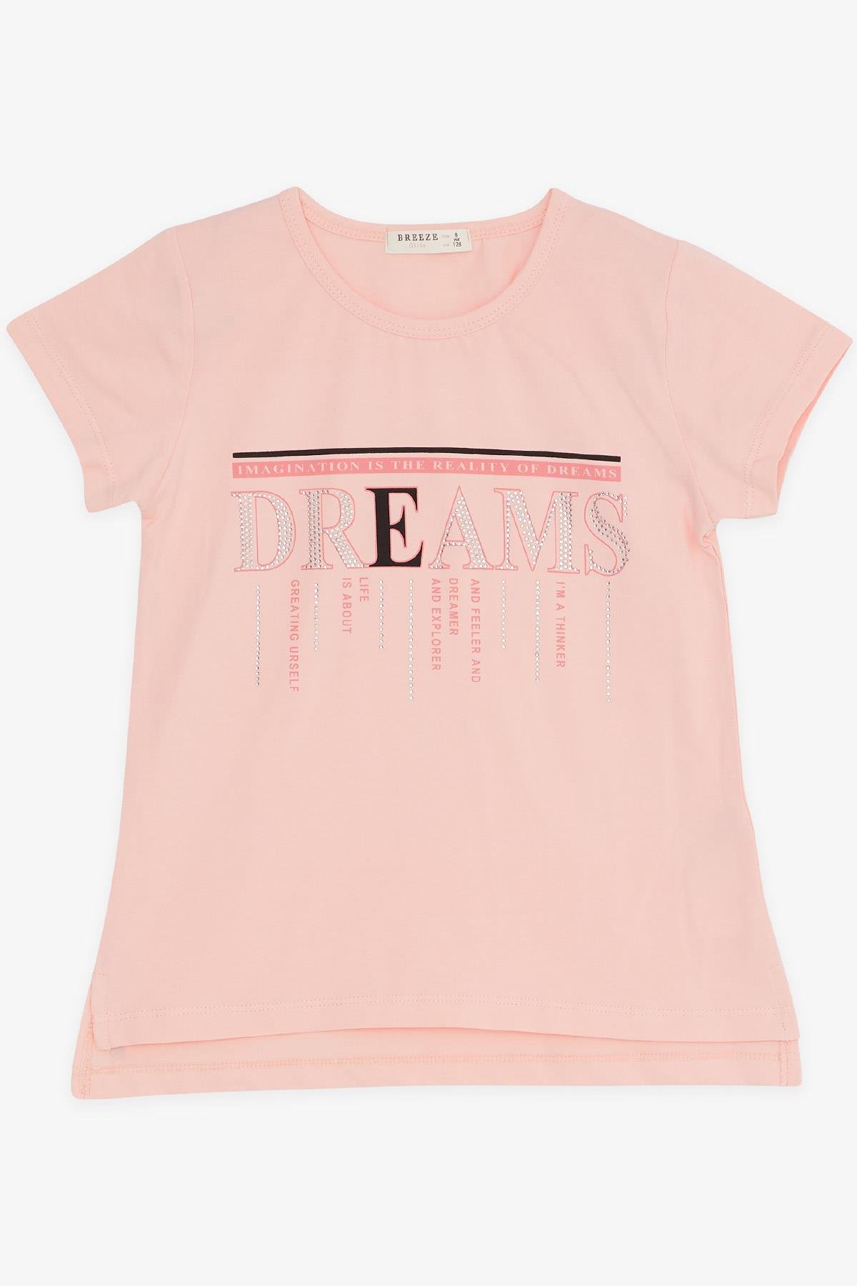 Breeze Kız Çocuk Taytlı Takım Taşlı Yazı Baskılı Somon (5-10 Yaş)