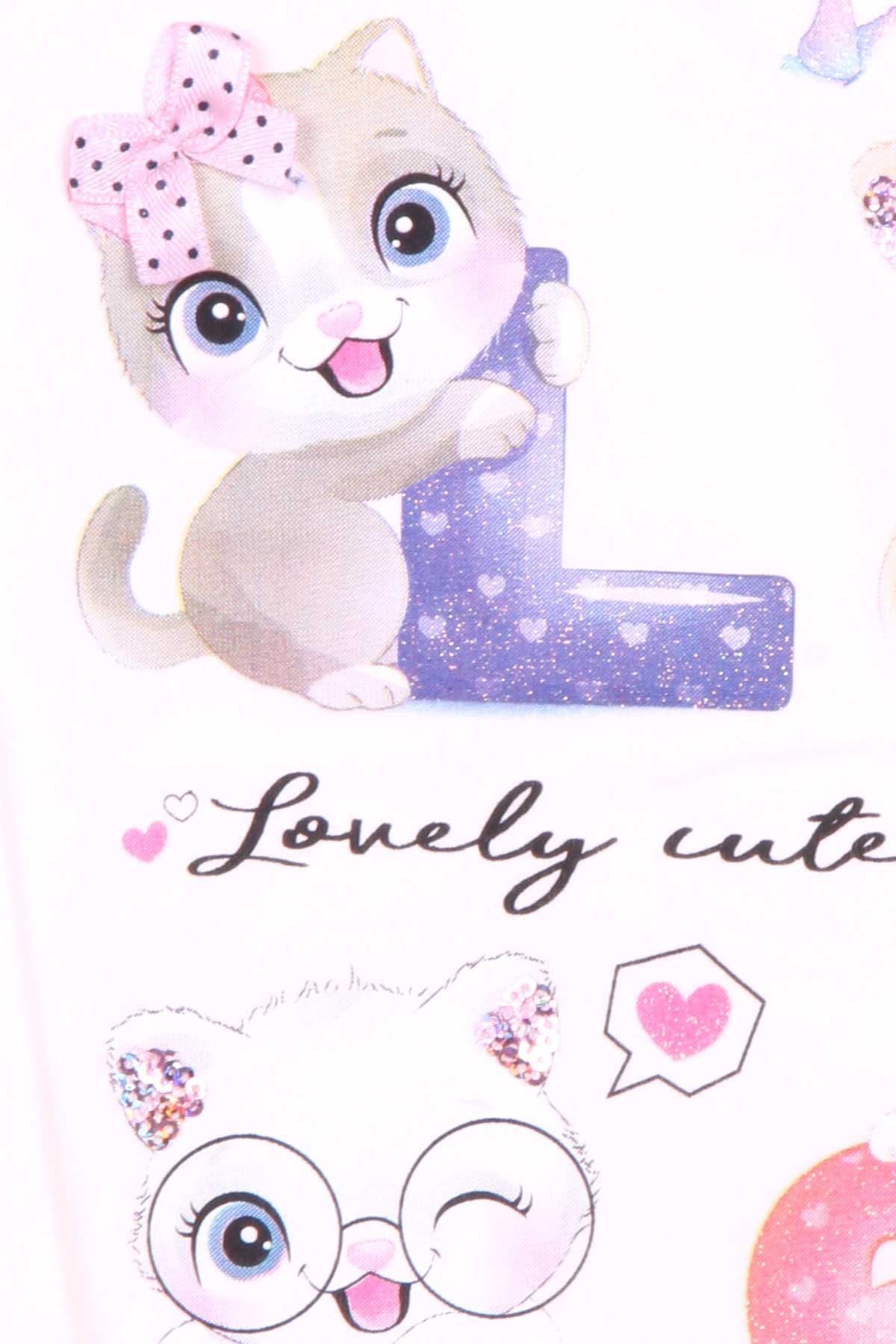 Breeze Kız Çocuk Taytlı Takım Tavşan Nakışlı Ekru (1.5-5 Yaş)