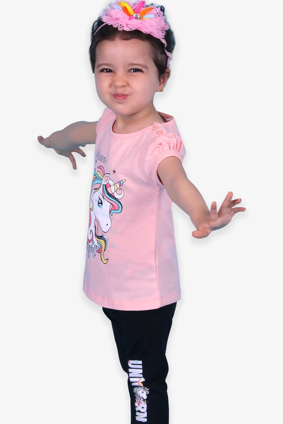 Breeze Kız Çocuk Taytlı Takım Unicorn Somon (2-6 Yaş)