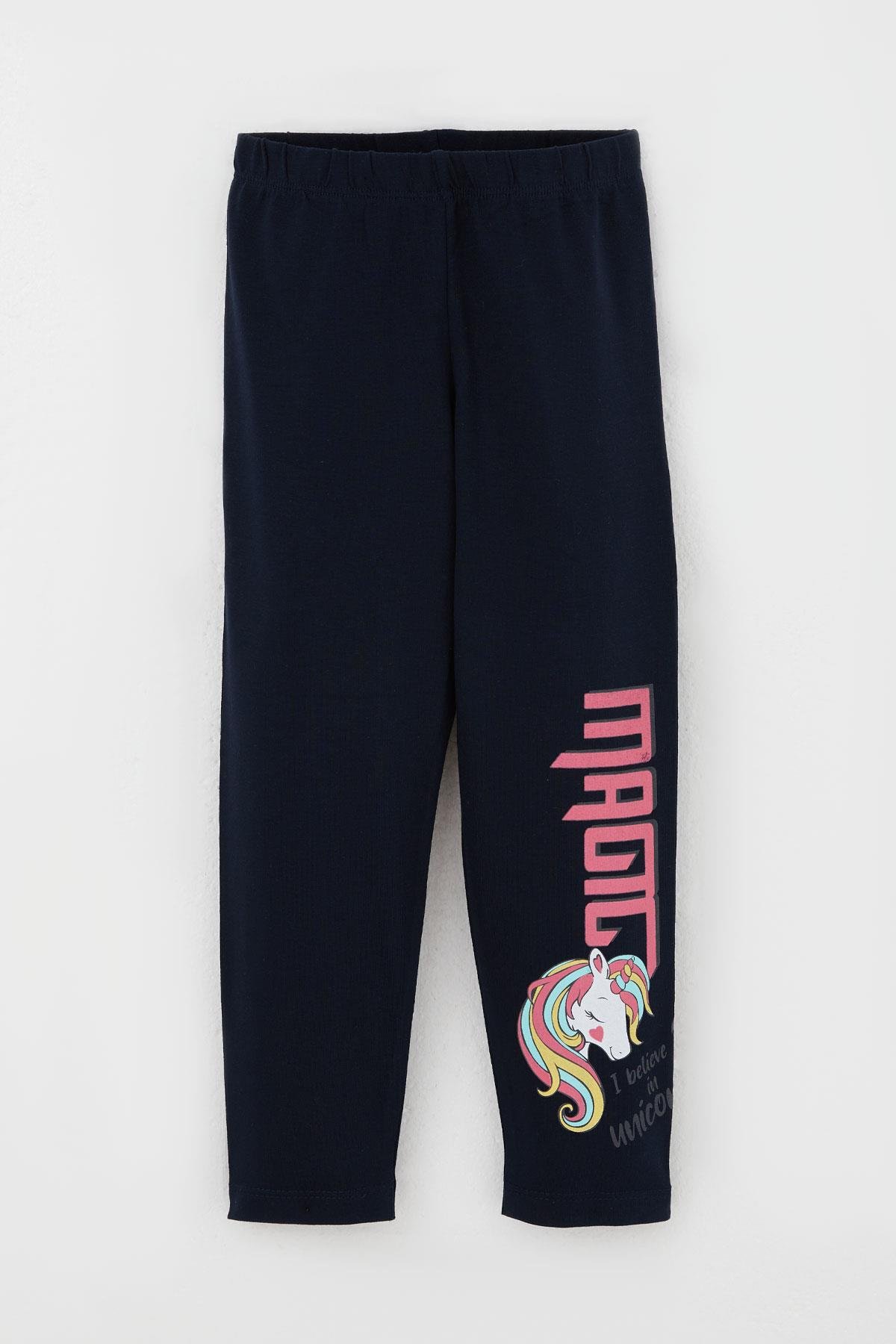 Breeze Kız Çocuk Taytlı Takım Unicorn Baskılı Somon (1.5-5 Yaş)