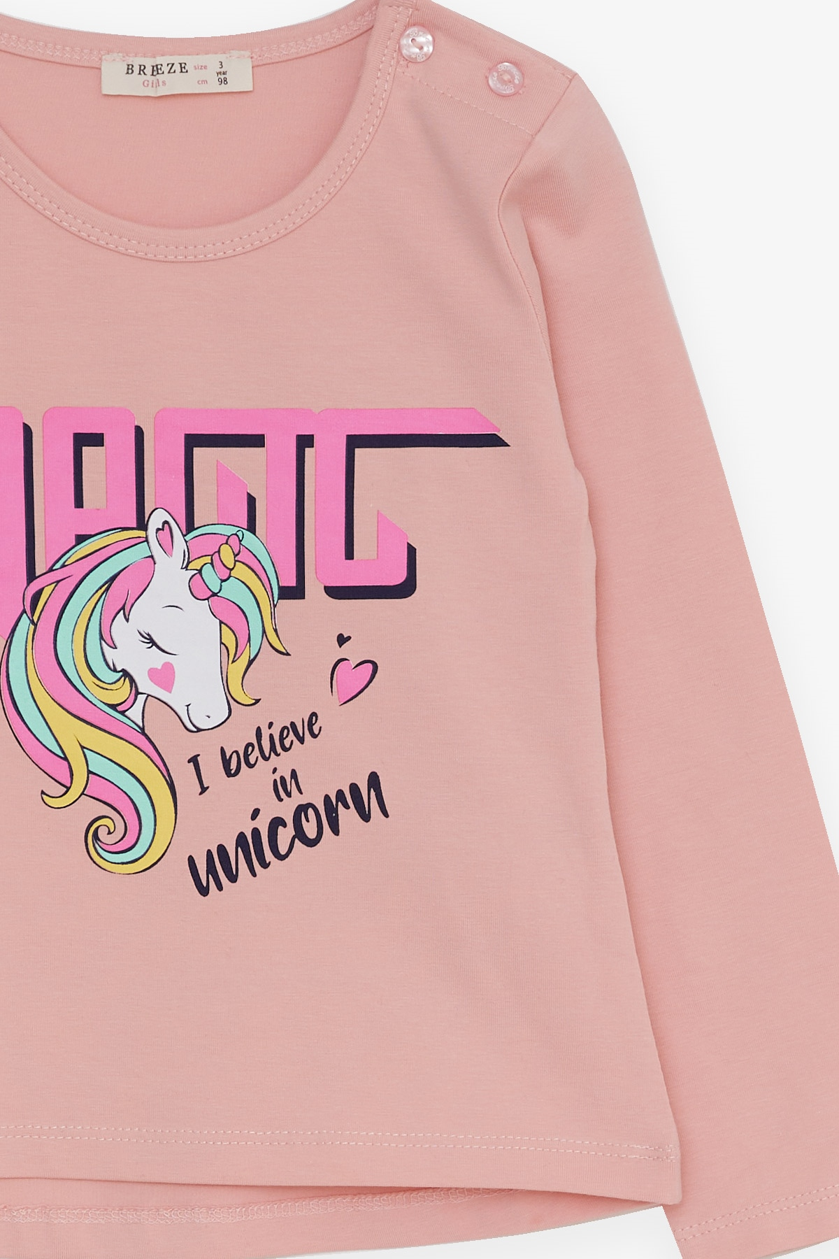 Breeze Kız Çocuk Taytlı Takım Unicorn Baskılı Pudra (1.5-5 Yaş)