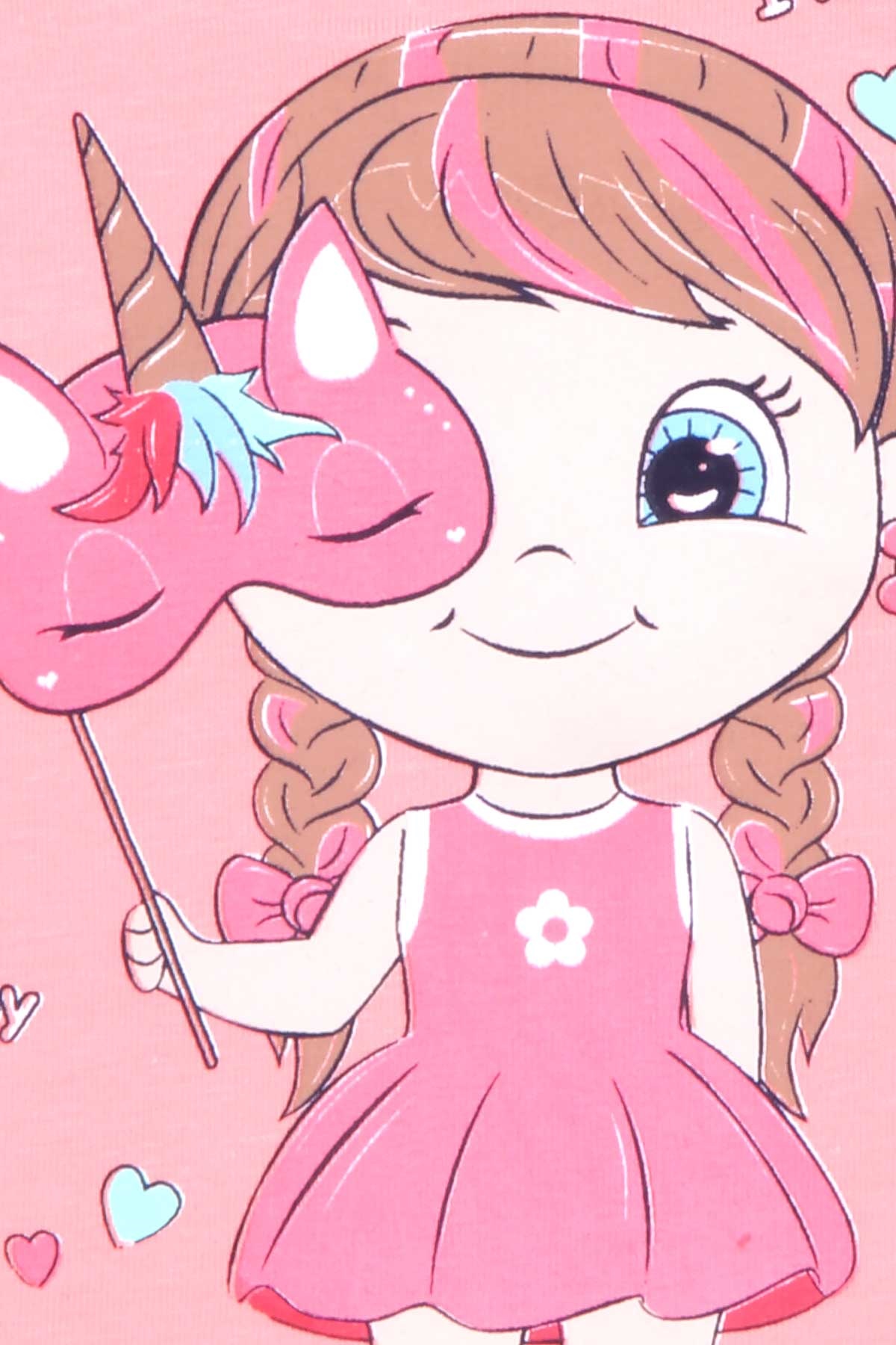 Breeze Kız Çocuk Taytlı Takım Unicorn Maskeli Kız Somon (1.5-5 Yaş)