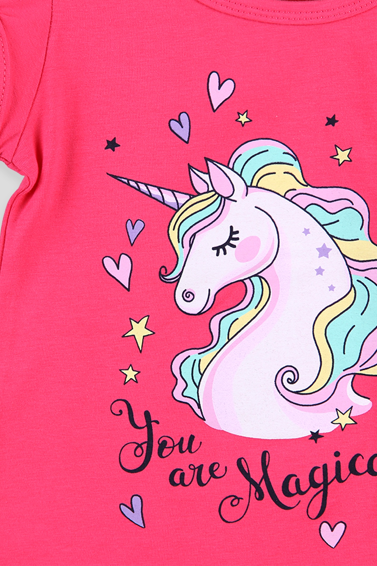 Breeze Kız Çocuk Taytlı Takım Unicorn Baskılı Narçiçeği (1.5-5 Yaş)