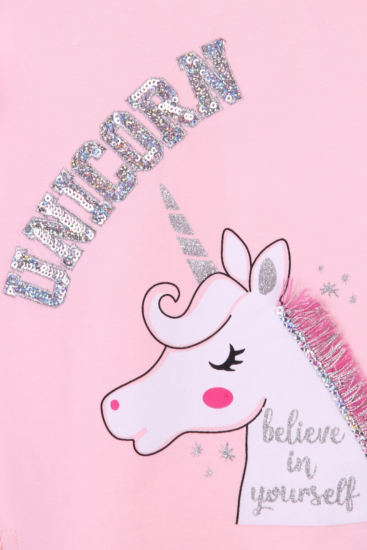 Breeze Kız Çocuk Taytlı Takım Unicornu Püsküllü Pullu  Pembe (2-6 Yaş)