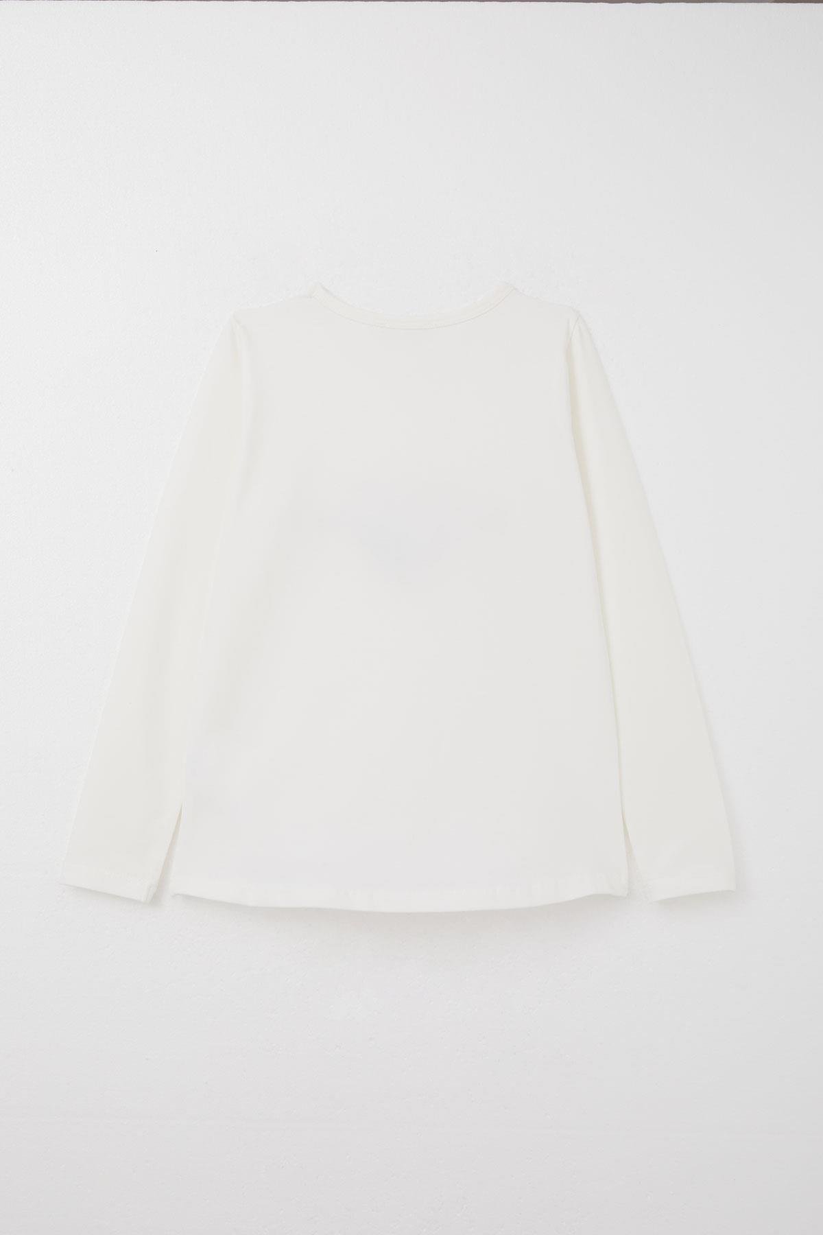 Breeze Kız Çocuk Taytlı Takım Yazı Baskılı Ekru (4-8 Yaş)