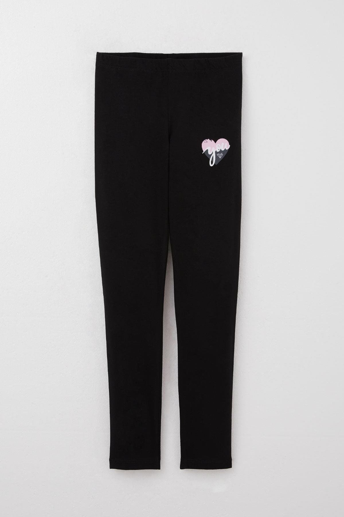 Breeze Kız Çocuk Taytlı Takım Yazı Baskılı Ekru (4-8 Yaş)