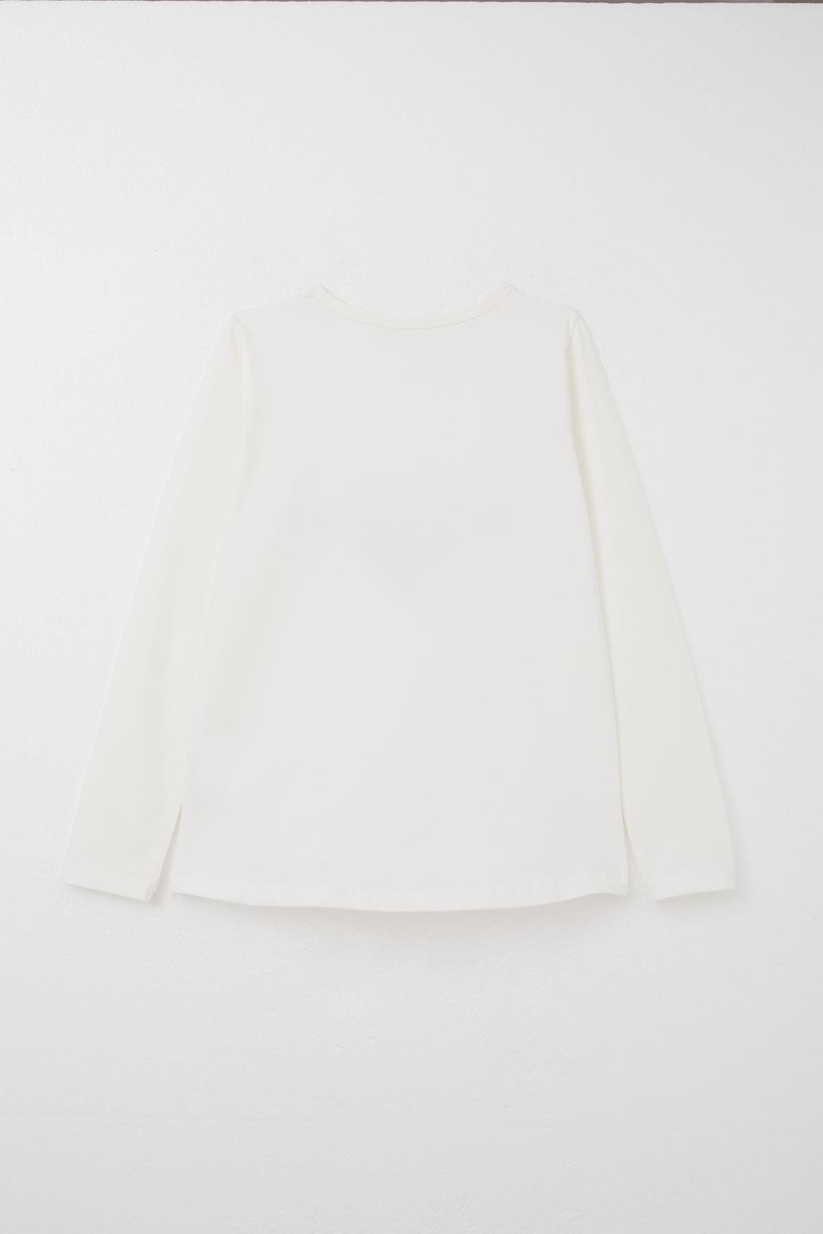 Breeze Kız Çocuk Taytlı Takım Yazı Baskılı Ekru (4-8 Yaş)