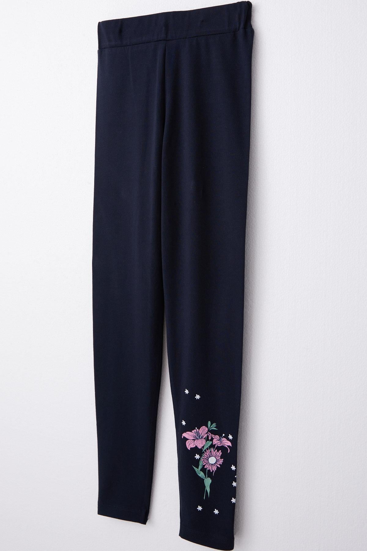 Breeze Kız Çocuk Taytlı Takım Yazı & Çiçek Baskılı Lila (6-10 Yaş)