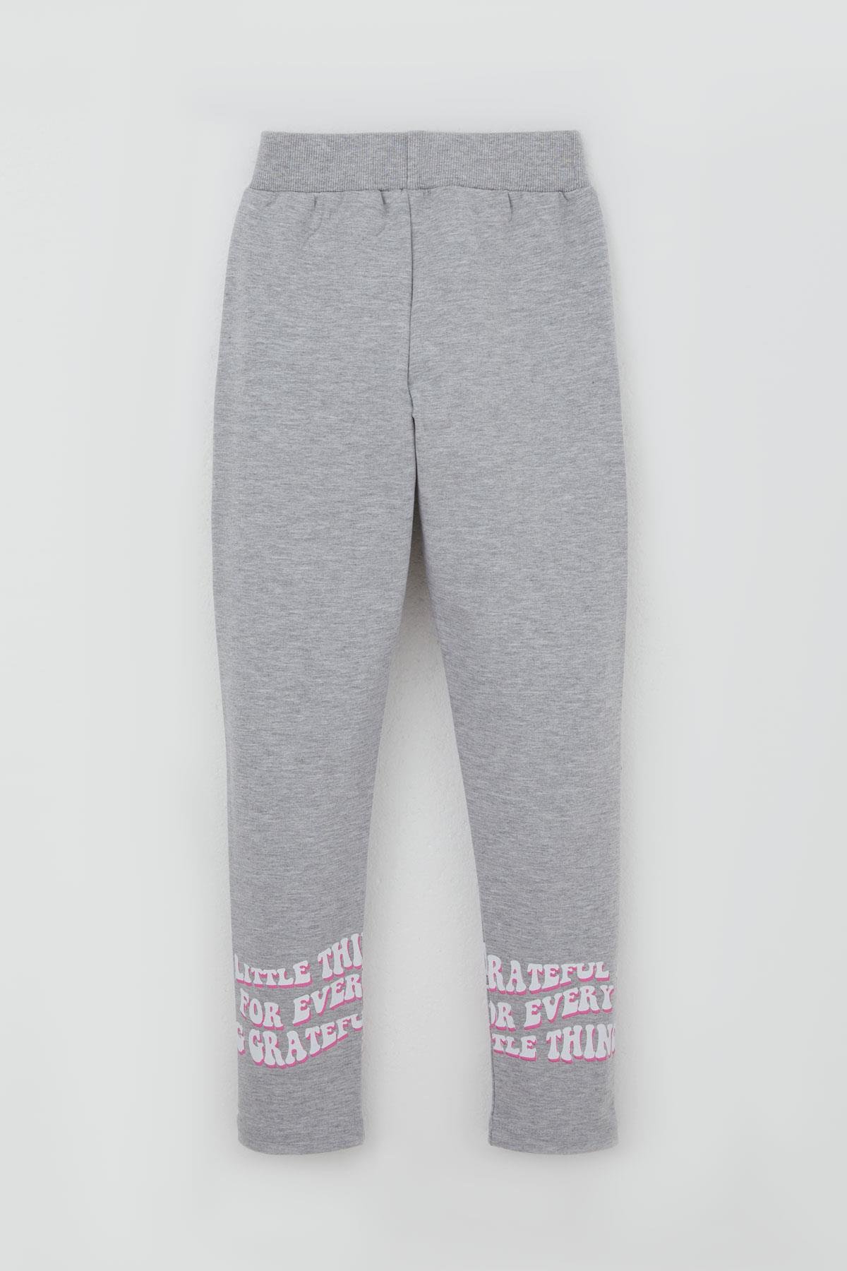 Breeze Kız Çocuk Taytlı Takım Yazı Çiçek Baskılı Neon Pembe (8-12 Yaş)