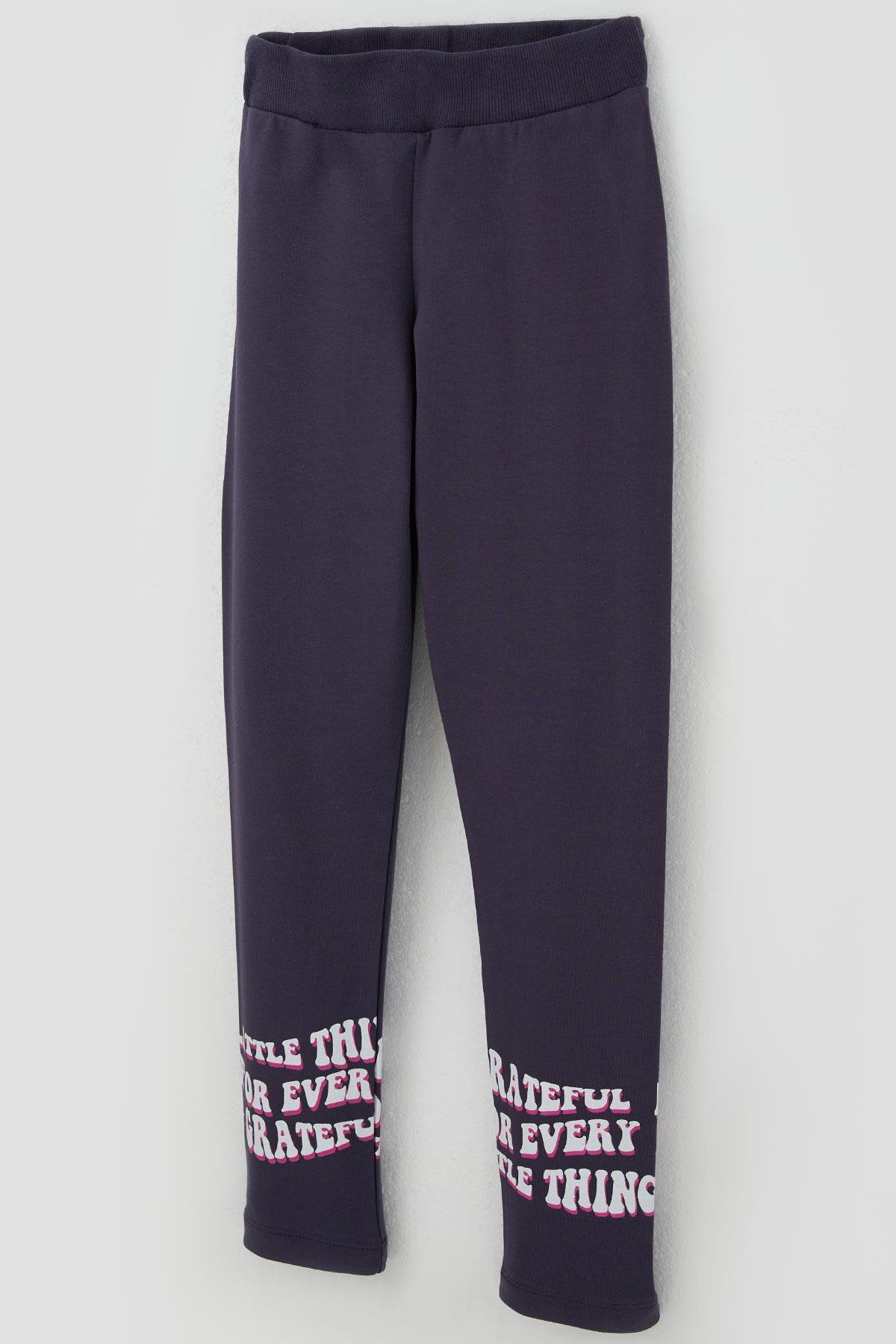 Breeze Kız Çocuk Taytlı Takım Yazı Çiçek Baskılı Eflatun (8-11 Yaş)