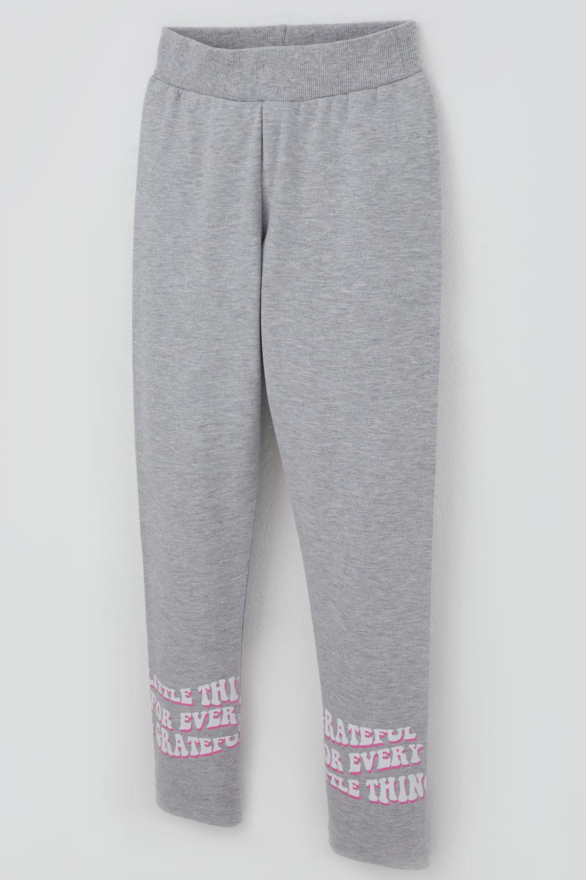 Breeze Kız Çocuk Taytlı Takım Yazı Çiçek Baskılı Neon Pembe (8-12 Yaş)