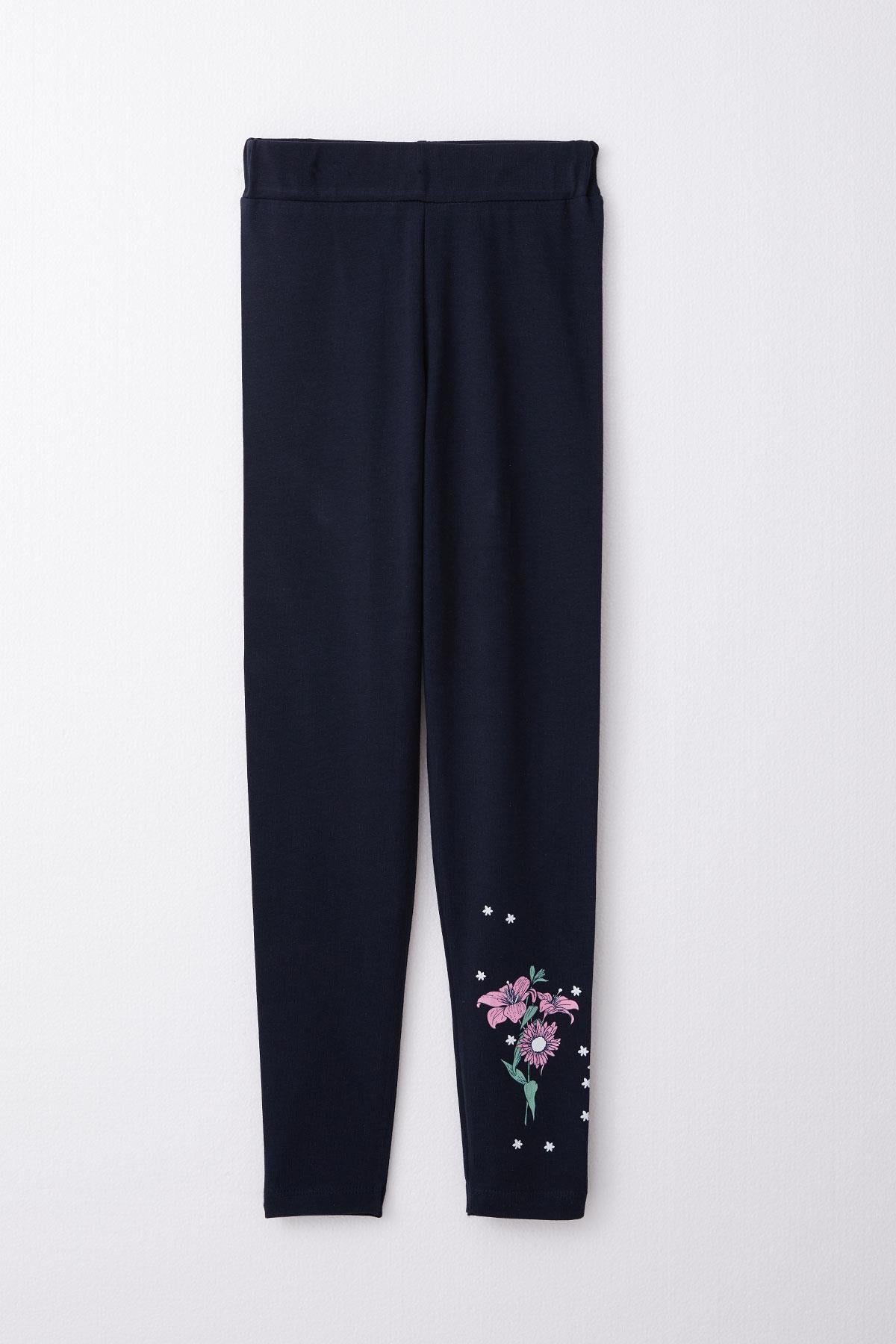 Breeze Kız Çocuk Taytlı Takım Yazı & Çiçek Baskılı Lila (6-10 Yaş)