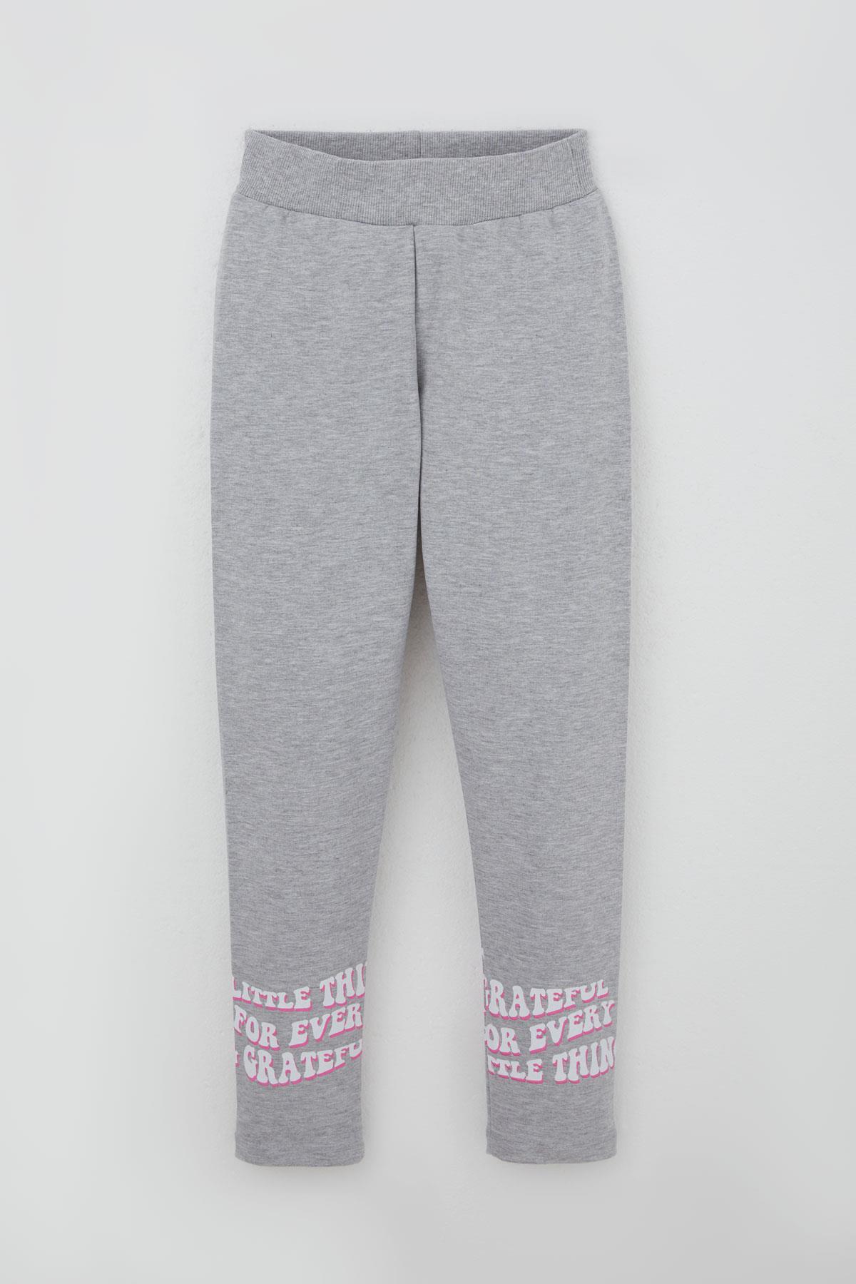 Breeze Kız Çocuk Taytlı Takım Yazı Çiçek Baskılı Neon Pembe (8-12 Yaş)