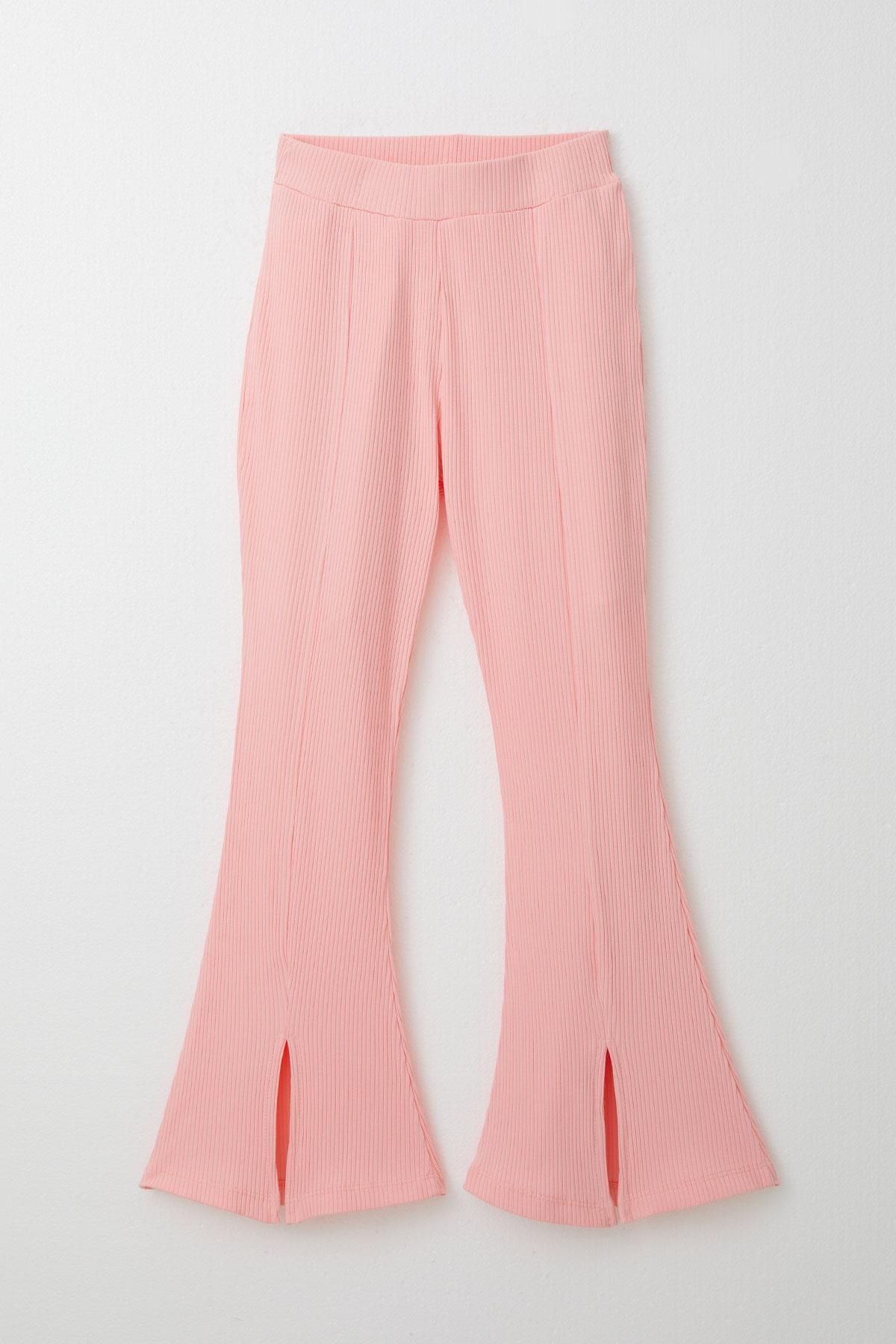 Breeze Kız Çocuk Taytlı Takım Yazı Nakışlı Paçası Yırtmaçlı Pembe (4-5 Yaş)