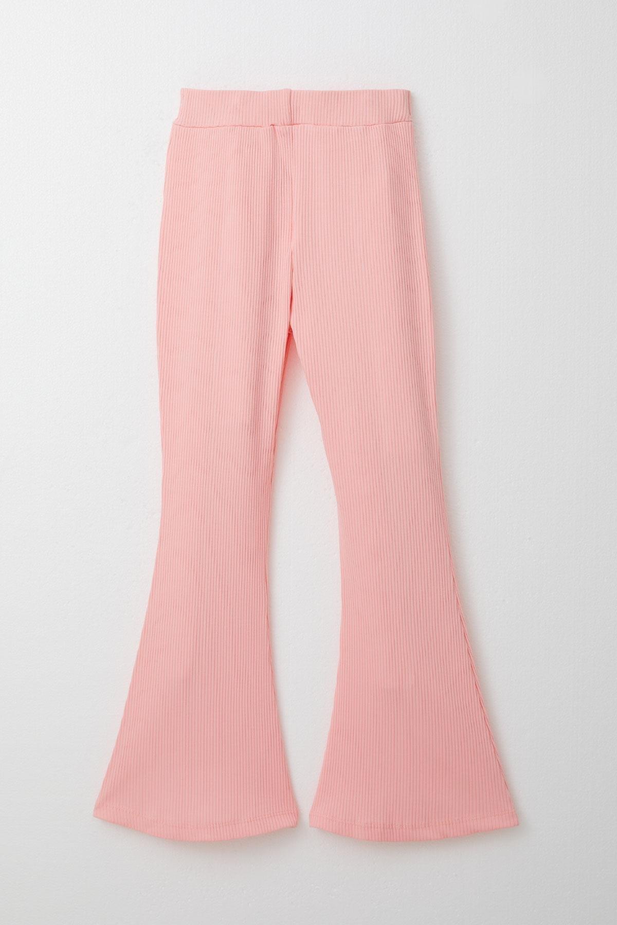 Breeze Kız Çocuk Taytlı Takım Yazı Nakışlı Paçası Yırtmaçlı Pembe (4-5 Yaş)