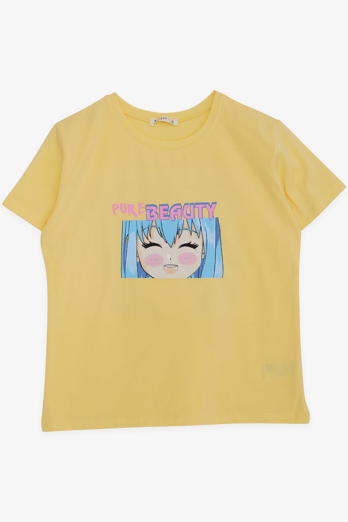 Breeze Kız Çocuk Tişört Anime Baskılı Sarı (9-14 Yaş)
