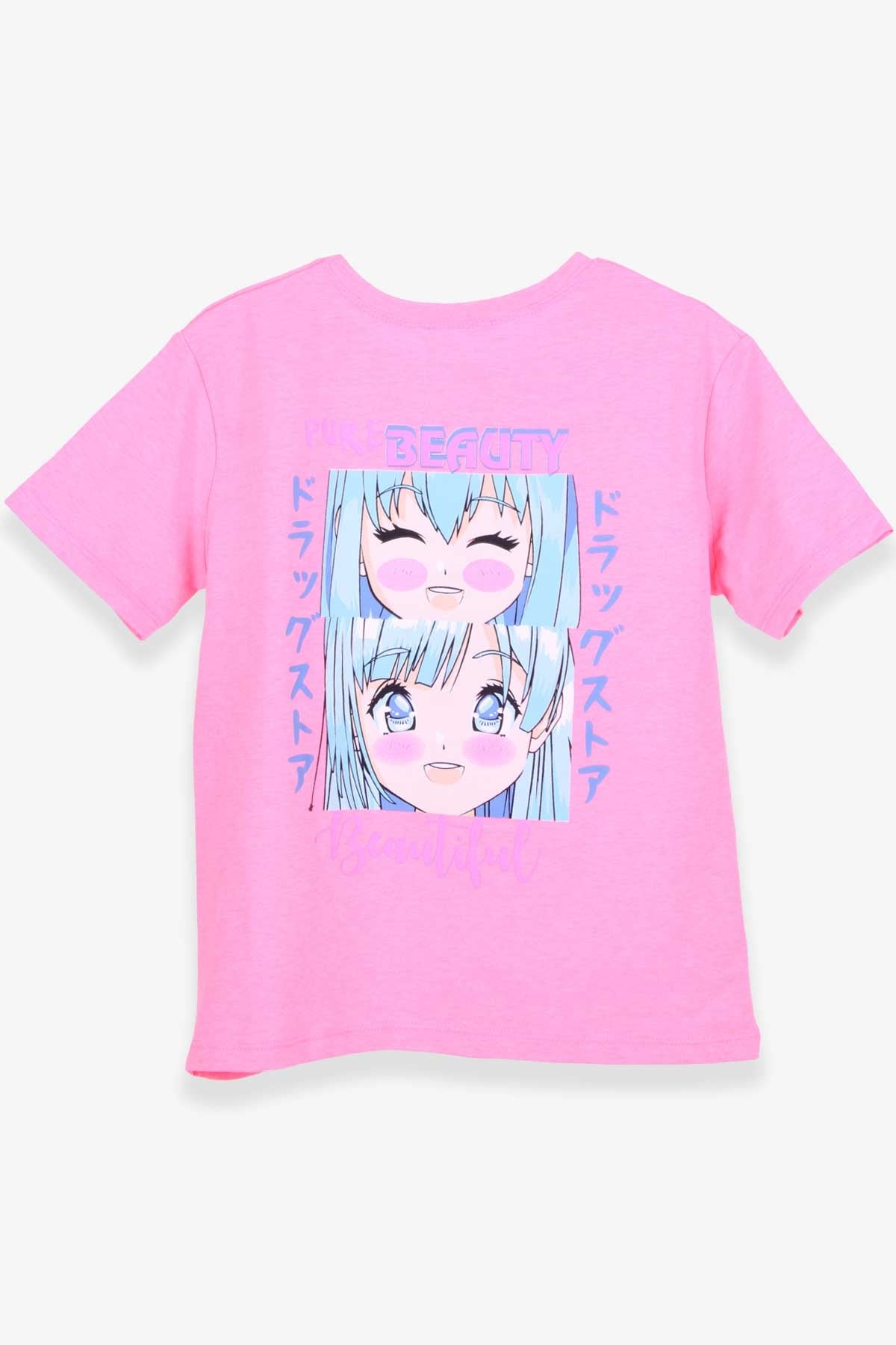 Breeze Kız Çocuk Tişört Anime Baskılı Neon Pembe (9-14 Yaş)