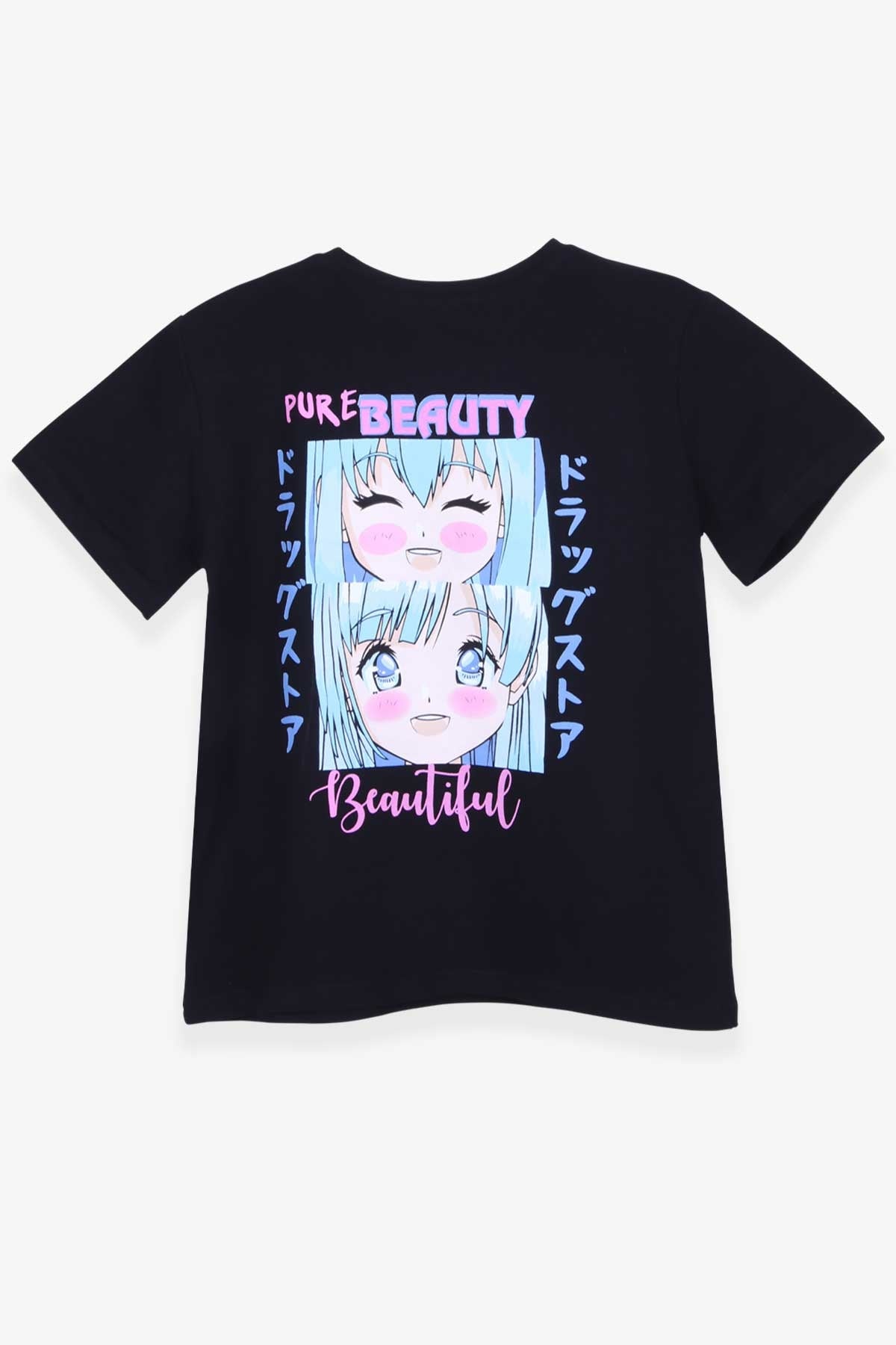 Breeze Kız Çocuk Tişört Anime Baskılı Siyah (9-14 Yaş)