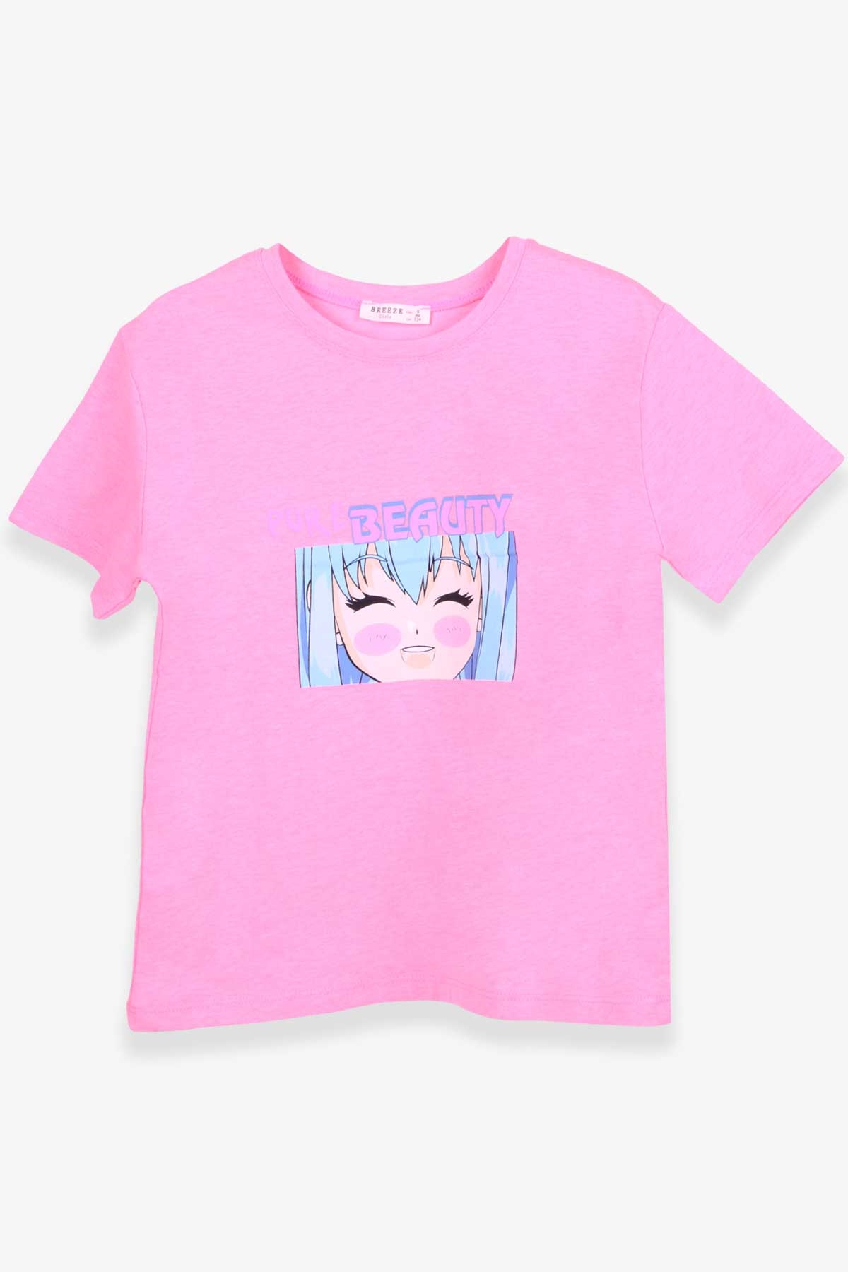 Breeze Kız Çocuk Tişört Anime Baskılı Neon Pembe (9-14 Yaş)