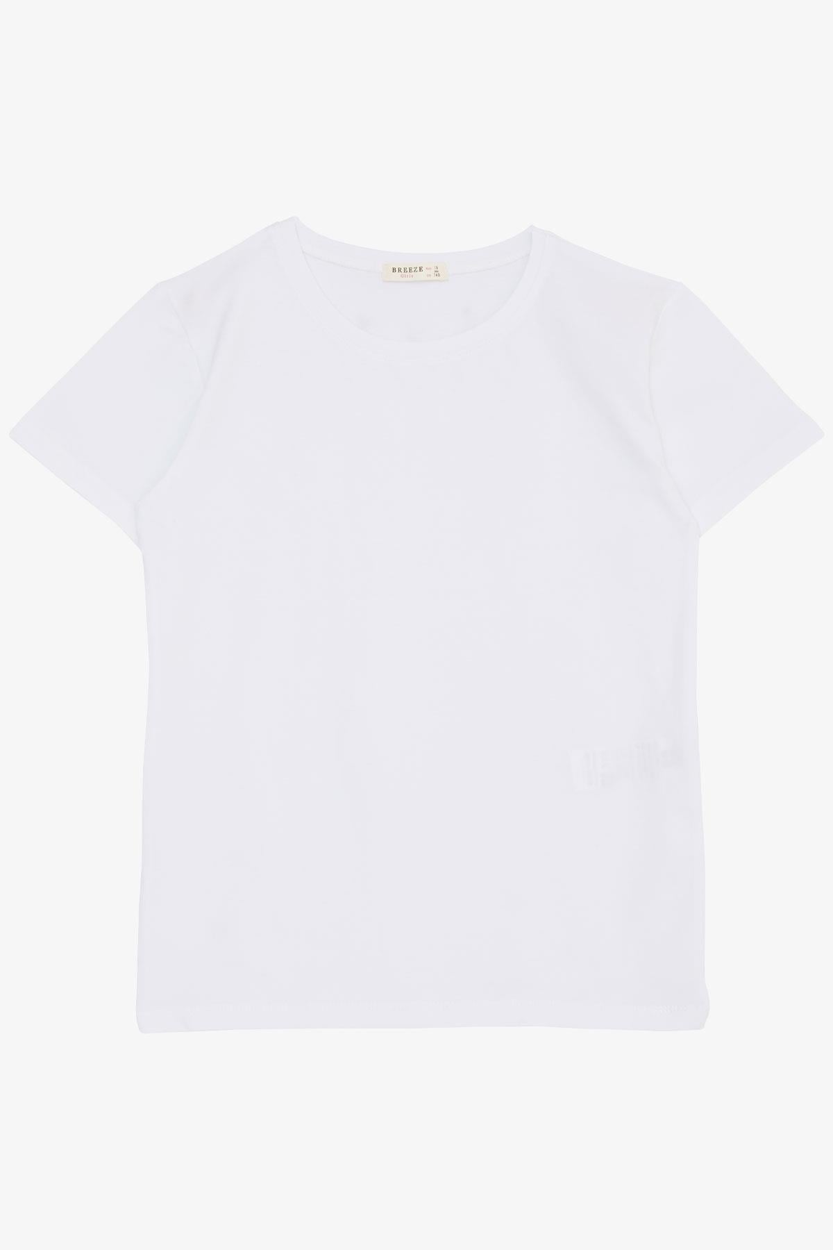 Breeze Kız Çocuk Tişört Basic Beyaz (4-8 Yaş)