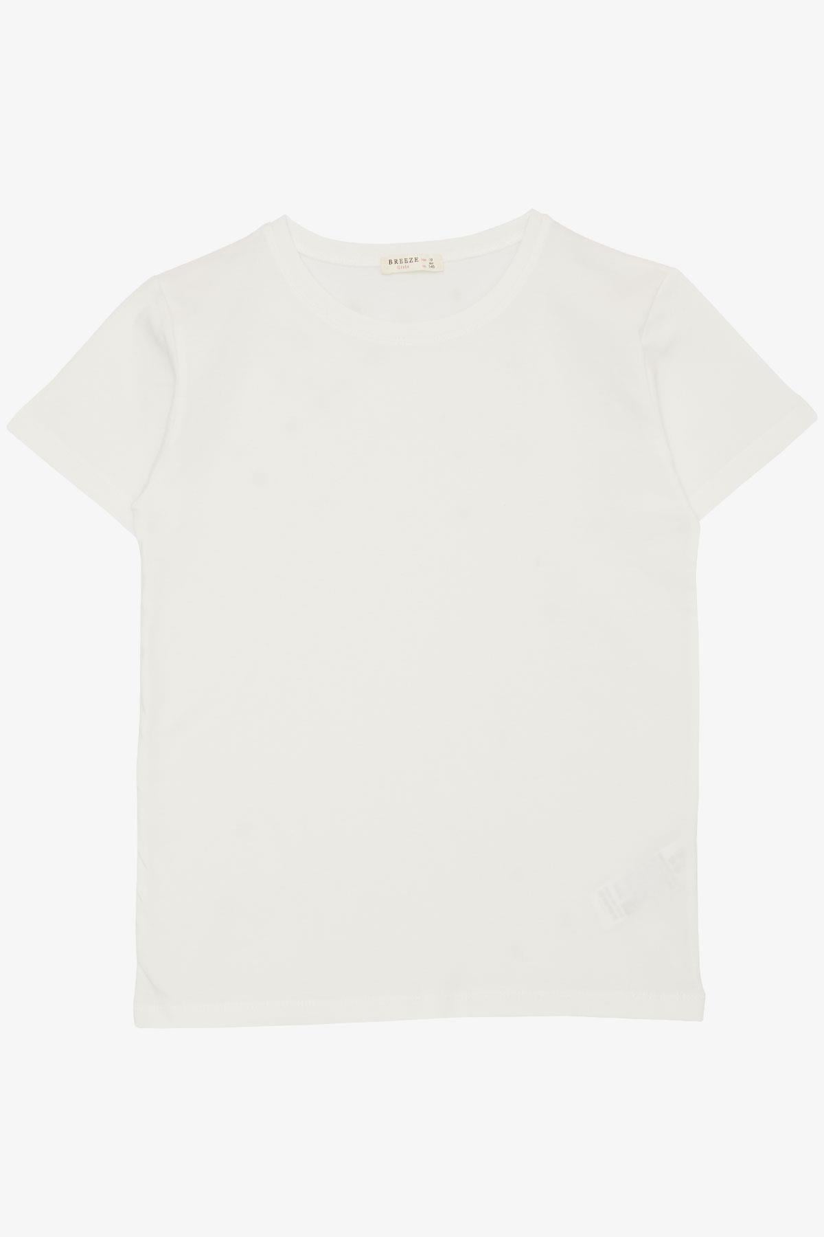 Breeze Kız Çocuk Tişört Basic Ekru (4-8 Yaş)