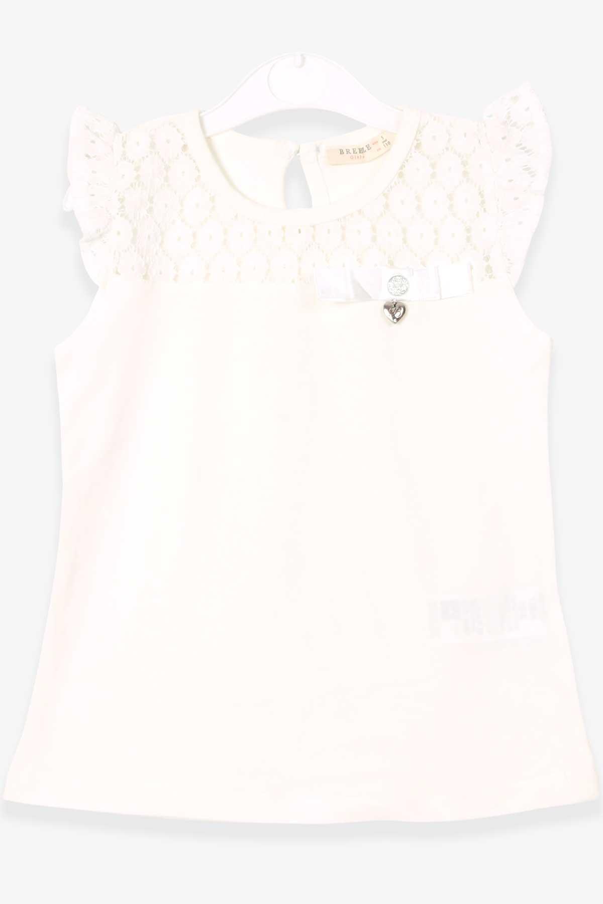 Breeze Kız Çocuk Tişört Basic  Güpürlü Ekru (5-10 Yaş)