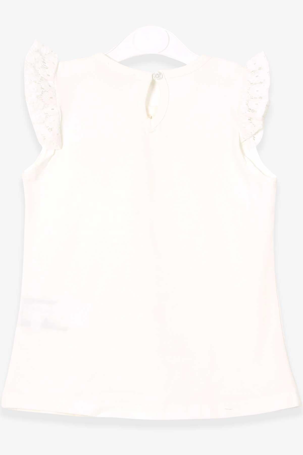 Breeze Kız Çocuk Tişört Basic  Güpürlü Ekru (5-10 Yaş)