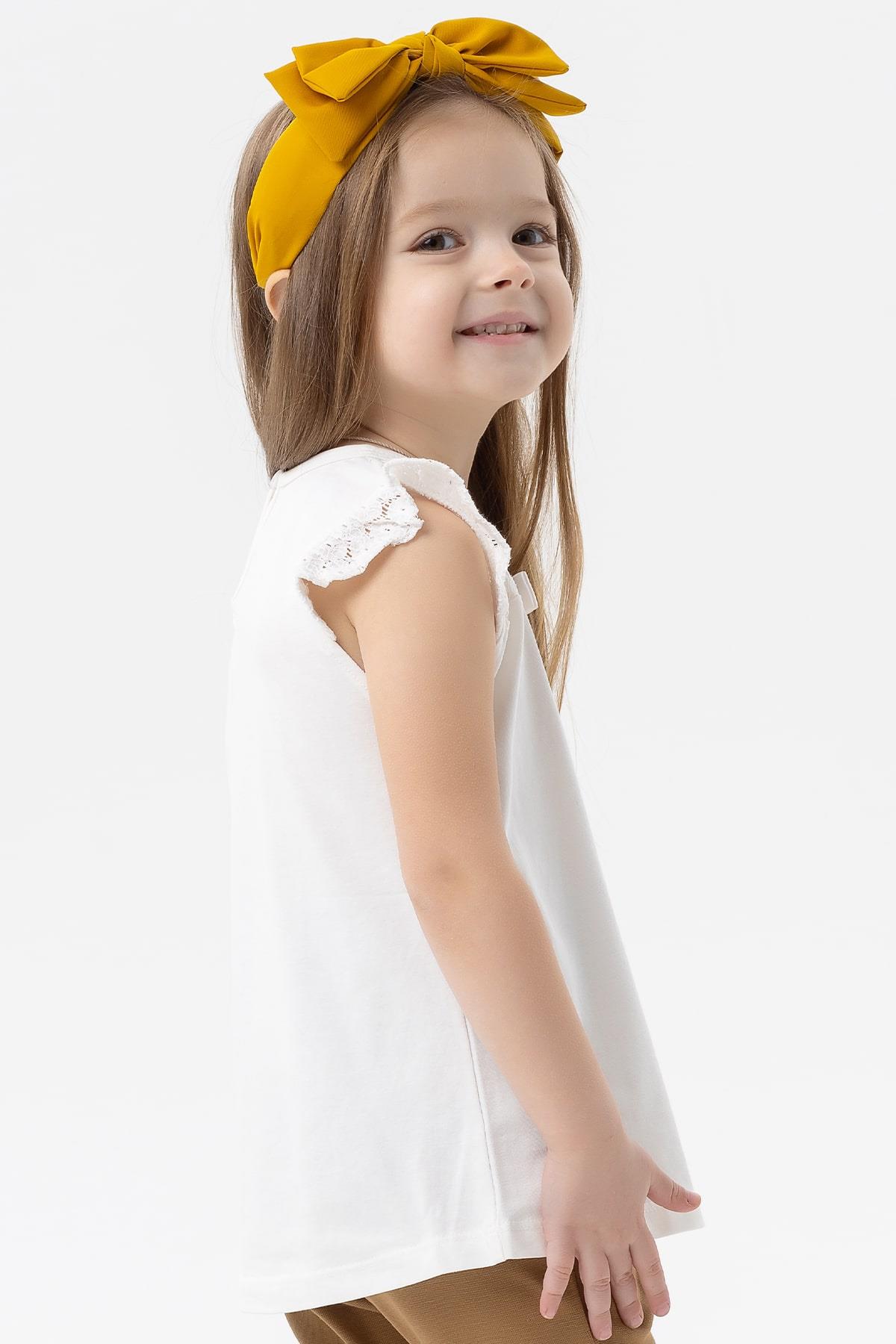 Breeze Kız Çocuk Tişört Basic  Güpürlü Ekru (5-10 Yaş)