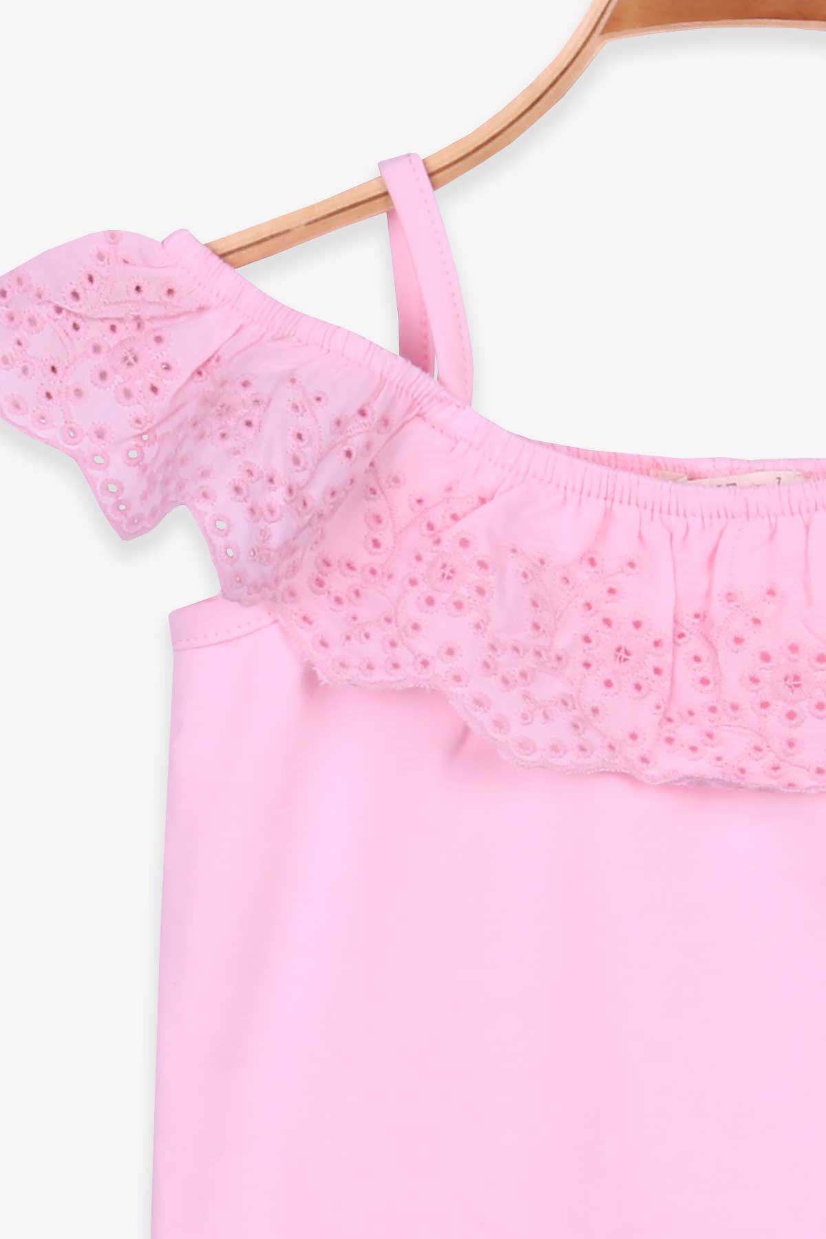 Breeze Kız Çocuk Tişört Basic Güpürlü Pudra (7-12 Yaş)
