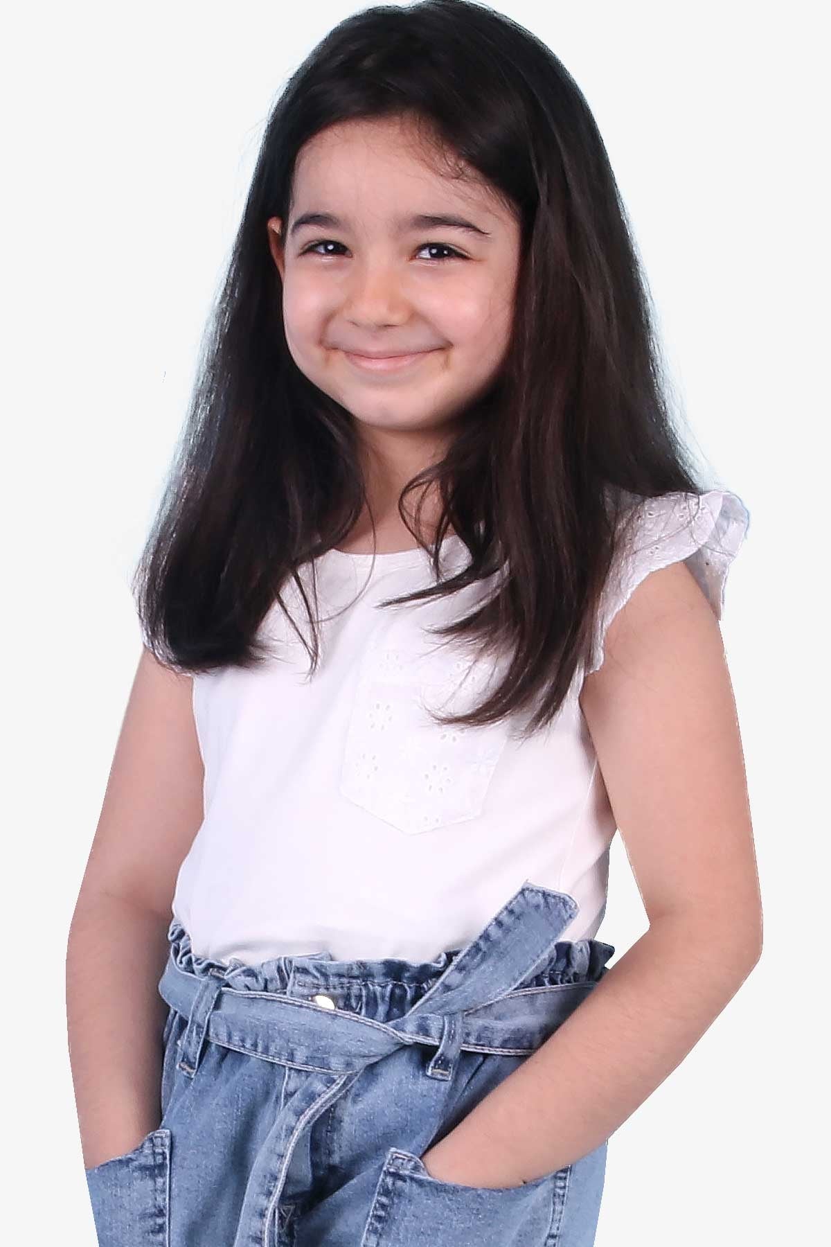 Breeze Kız Çocuk Tişört Basic Güpürlü Ekru (3-6 Yaş)