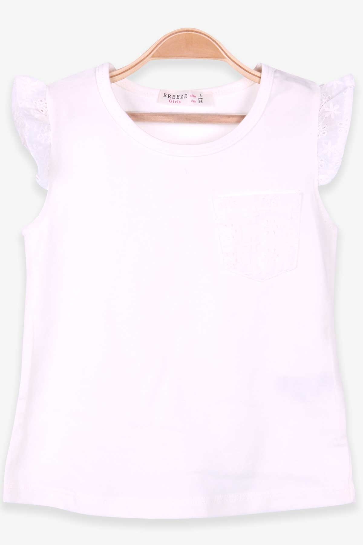 Breeze Kız Çocuk Tişört Basic Güpürlü Ekru (3-6 Yaş)