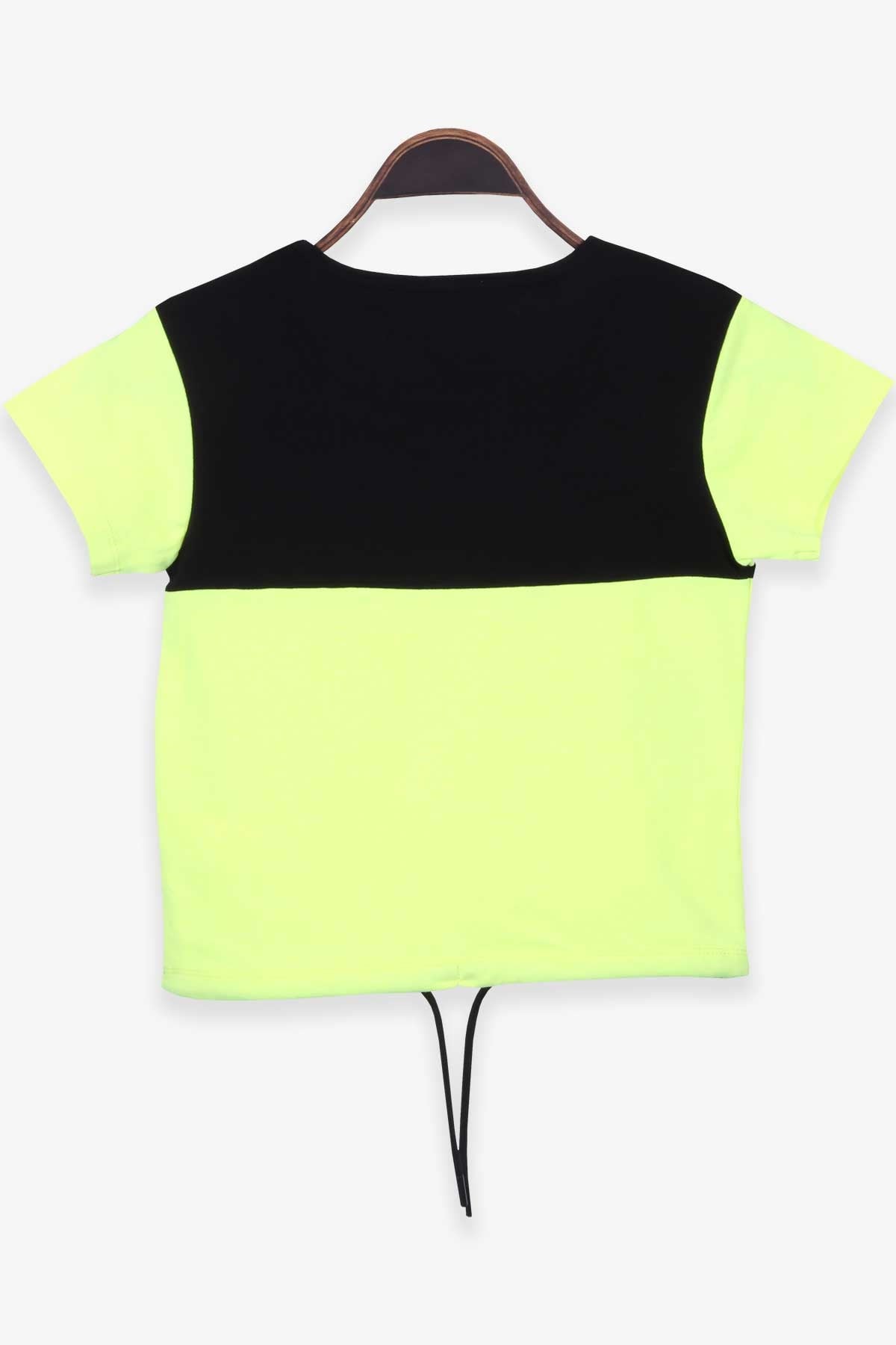 Breeze Kız Çocuk Tişört Baskılı Bağcıklı Neon Yeşil (9-14 Yaş)
