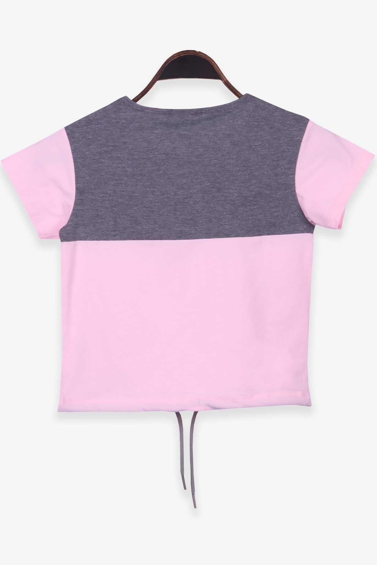 Breeze Kız Çocuk Tişört Baskılı Bağcıklı Pudra (4-8 Yaş)
