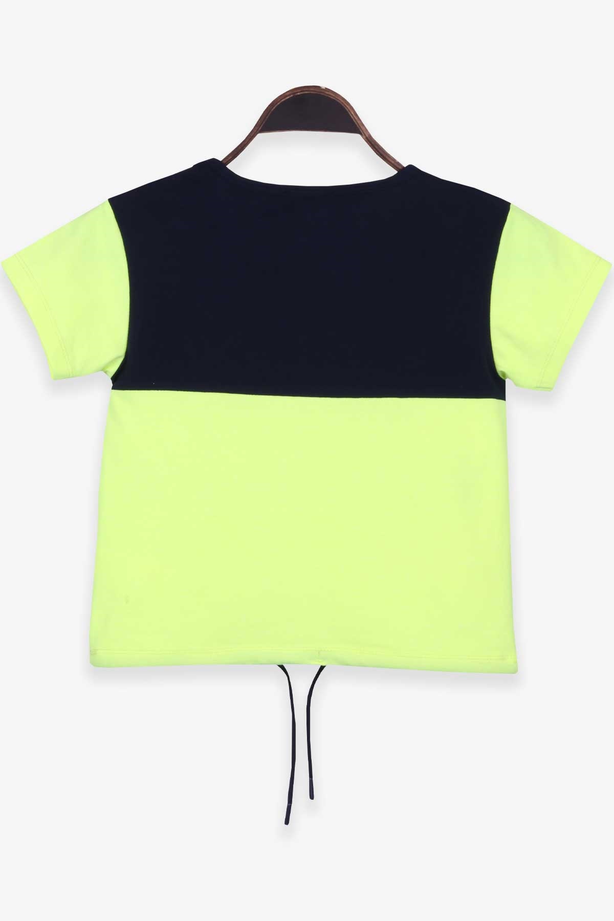 Breeze Kız Çocuk Tişört Baskılı Bağcıklı Neon Yeşil (9-14 Yaş)