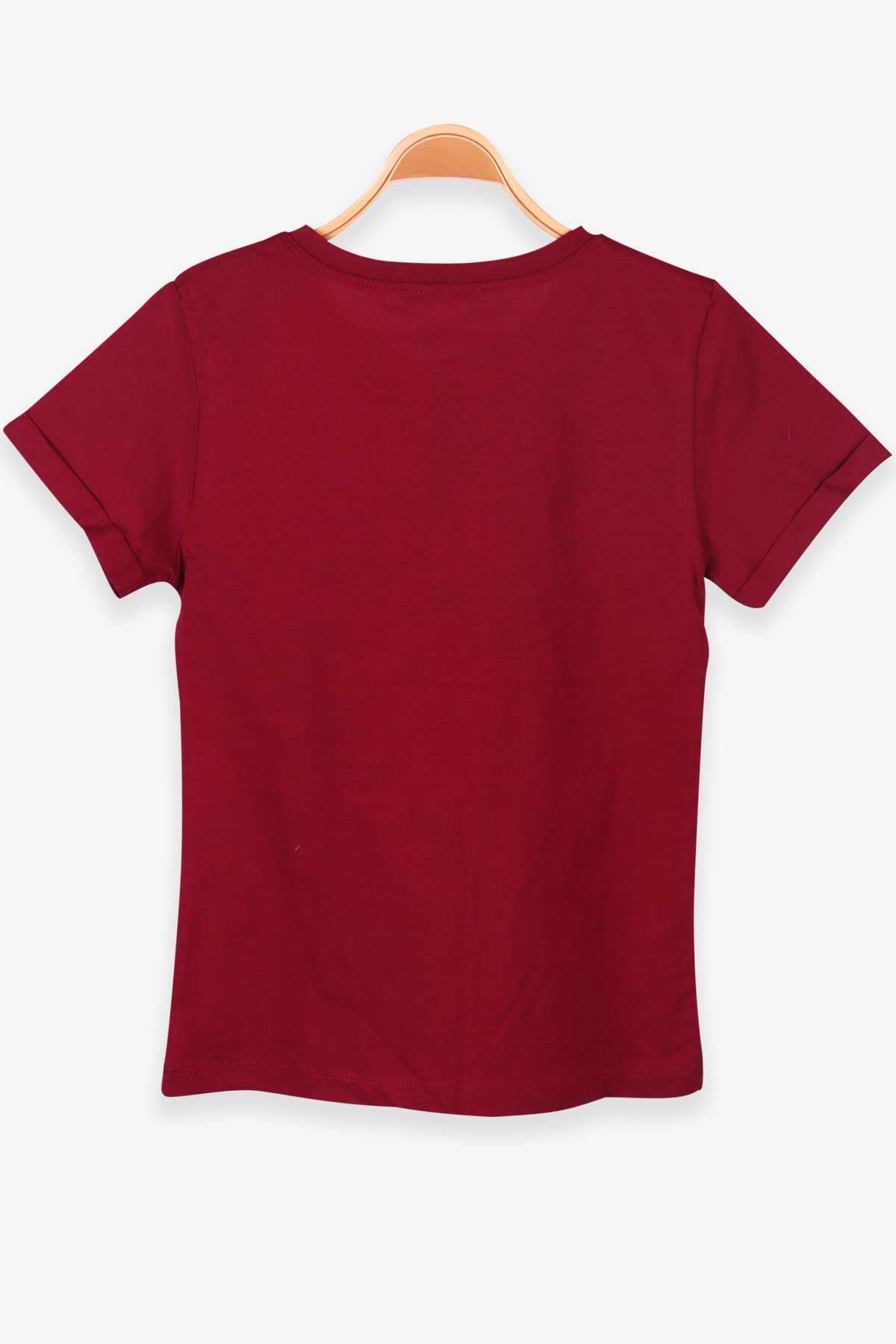 Breeze Kız Çocuk Tişört Baskılı Bordo (8-14 Yaş)