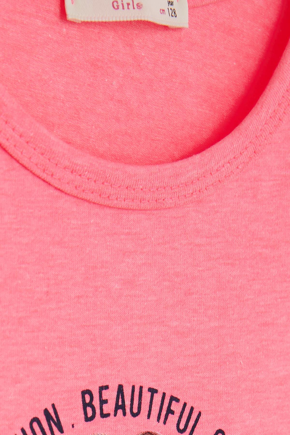 Breeze Kız Çocuk Tişört Baskılı Neon Pembe (5-9 Yaş)