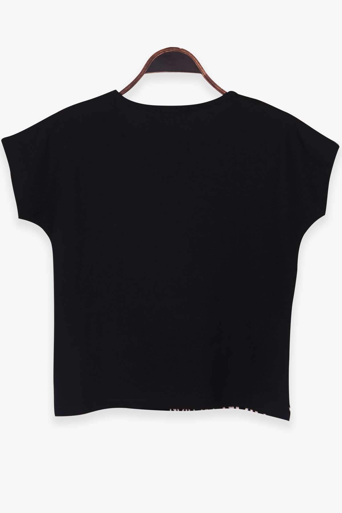 Breeze Kız Çocuk Tişört Baskılı Reglan Kol Siyah (10-16 Yaş)