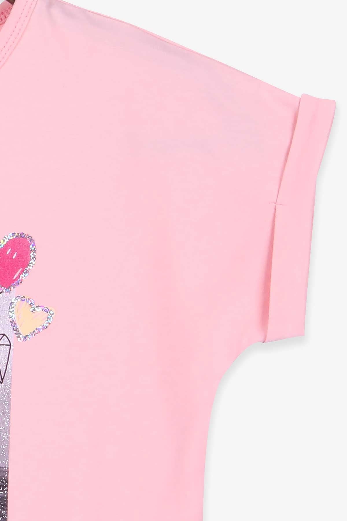 Breeze Kız Çocuk Tişört Baskılı Reglan Kol Somon (7-12 Yaş)